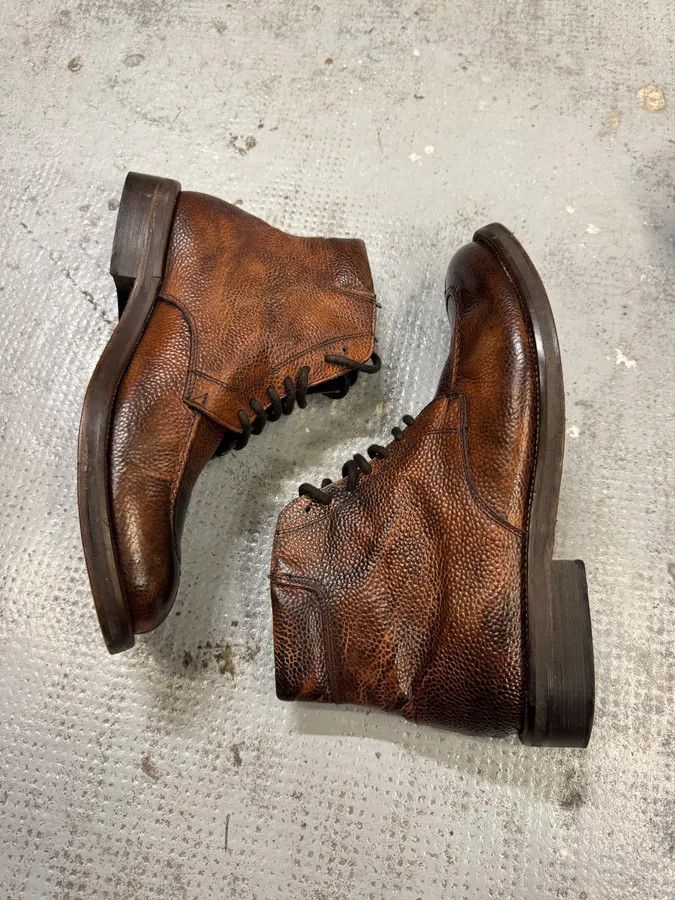 Daniele Alessandrini 2000s Daniele Alessandrini Brown Grain Leather Boots Size US 9 / EU 42 - 6 Thumbnail