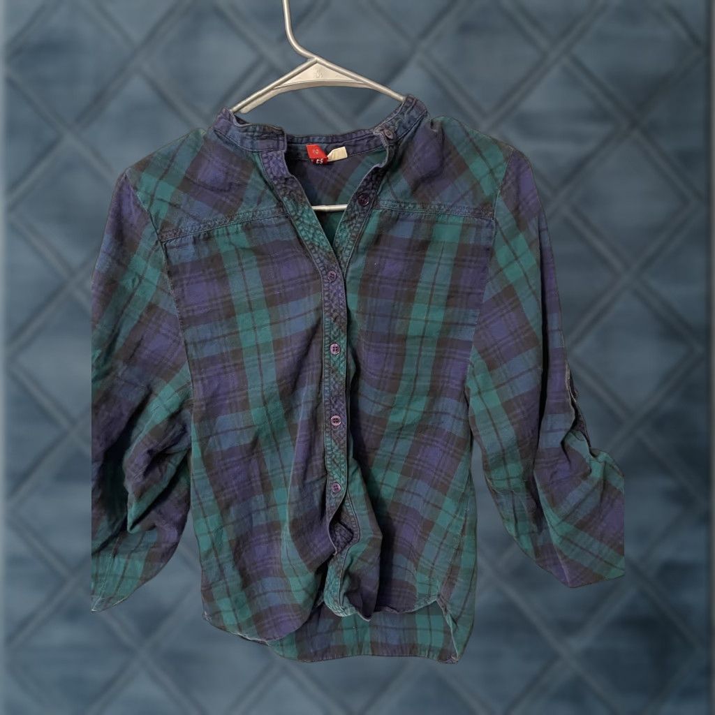 Vintage Divided Women Button-Down Shirt 2 Blue 100% Cotton Classic/Fitted Sleeve Button-Down Shirt Womens Vintage No N/A Size XS / US 0-2 / IT 36-38 - 1 Thumbnail