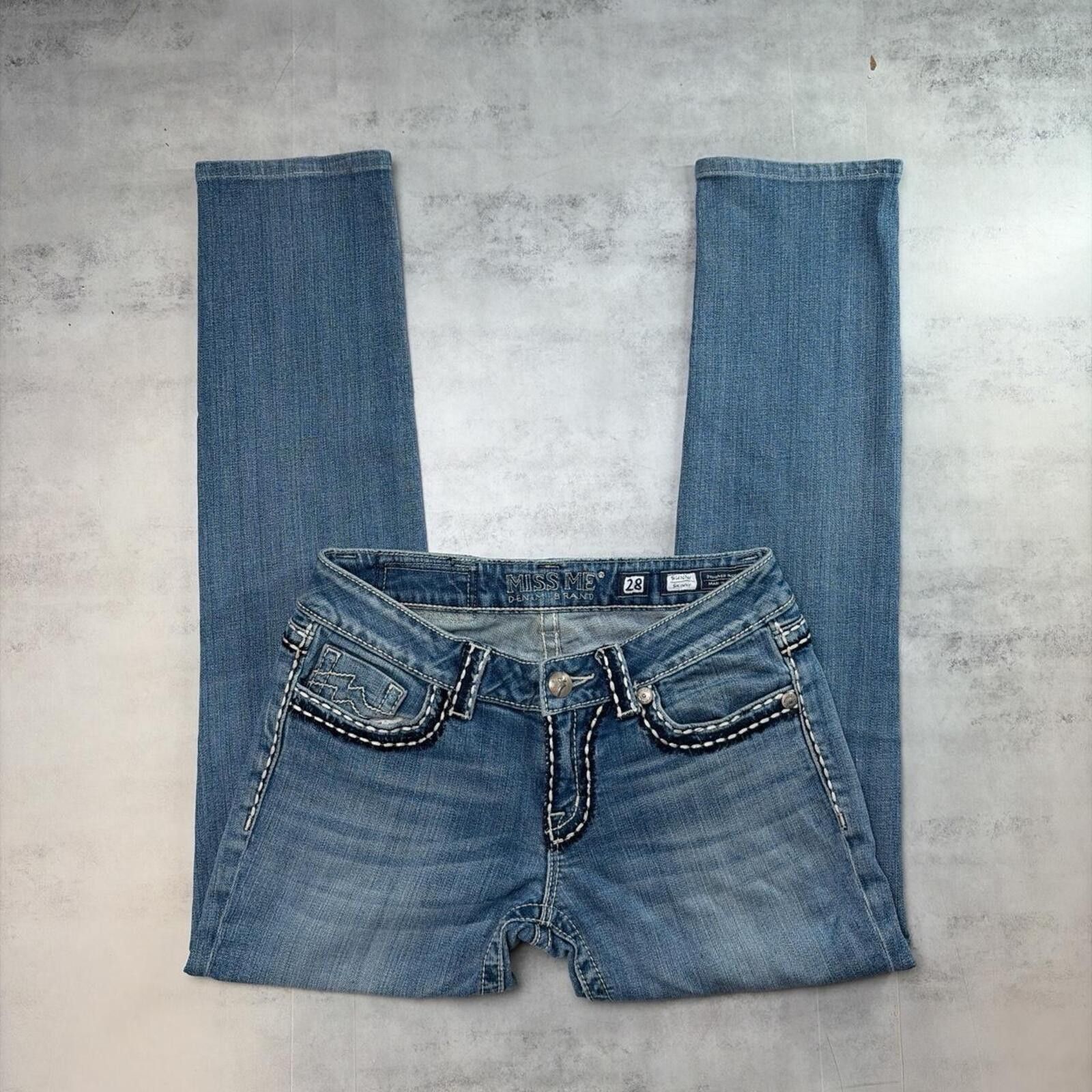 Other Y2K Light Wash Miss Me Grunge Skinny Denim Jeans Size 30" / US 8 / IT 44 - 2 Thumbnail