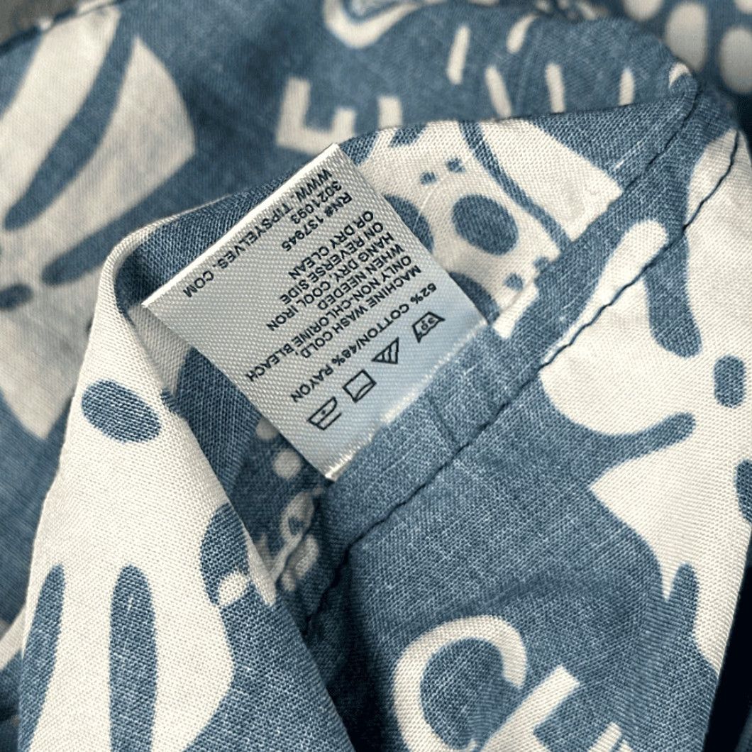 Vintage Chive On Hawaiian Shirt Blue White Botanical Crown Tipsy Elves Adult 2XL Shirt Mens Short Sleeve Button-Up Cotton Blend Graphic Print Vintage No Size US XXL / EU 58 / 5 - 6 Thumbnail