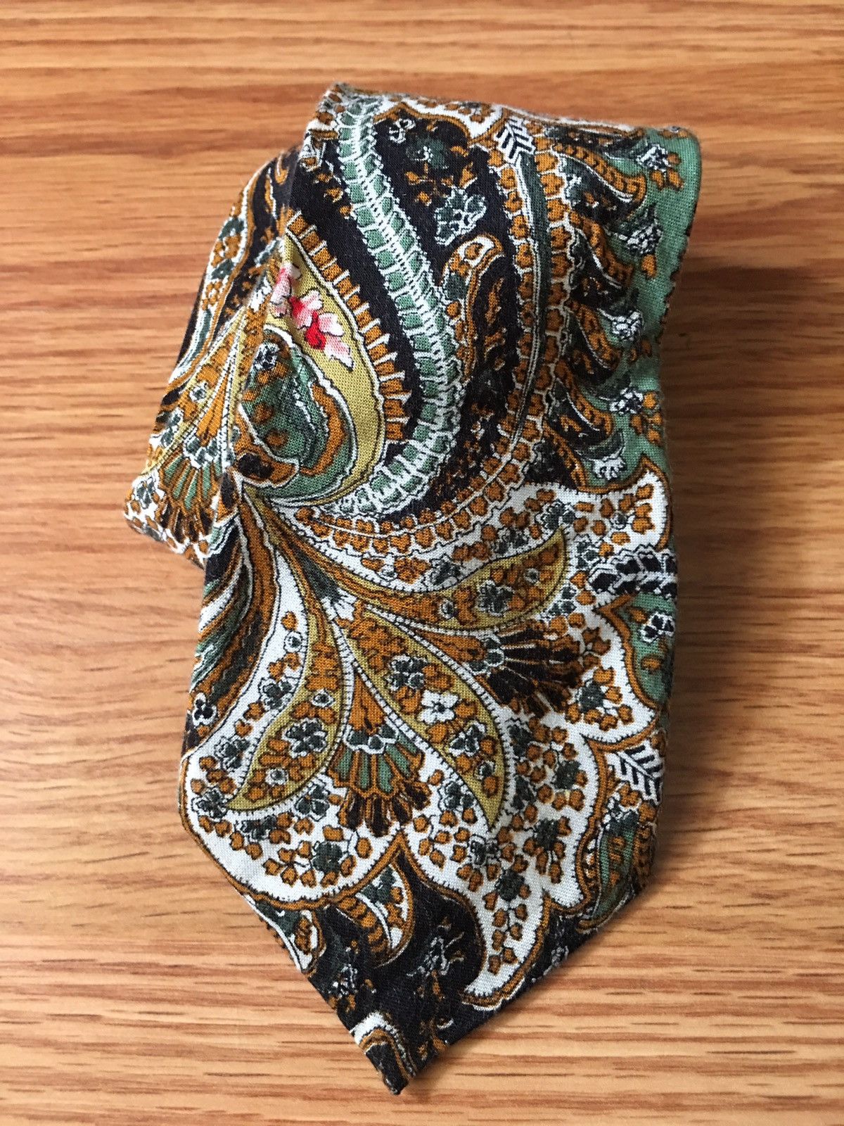 Vintage Via Pucci Vintage Designer Paisley Cotton Mens Tie Size ONE SIZE - 3 Thumbnail