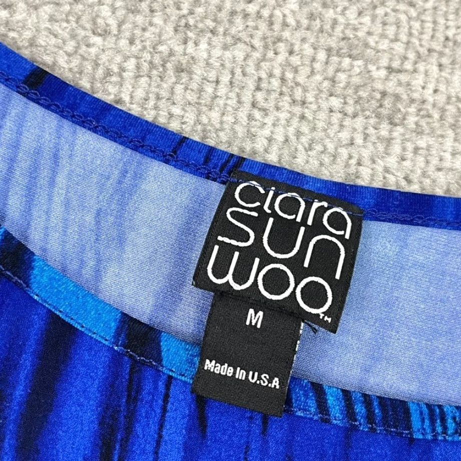 Vintage Clara Sun Woo Blouse Top Womens M Drape Bat Sleeve Career Office Summer Blue | Regular Fit | 1 Unit Size M / US 6-8 / IT 42-44 - 2 Thumbnail