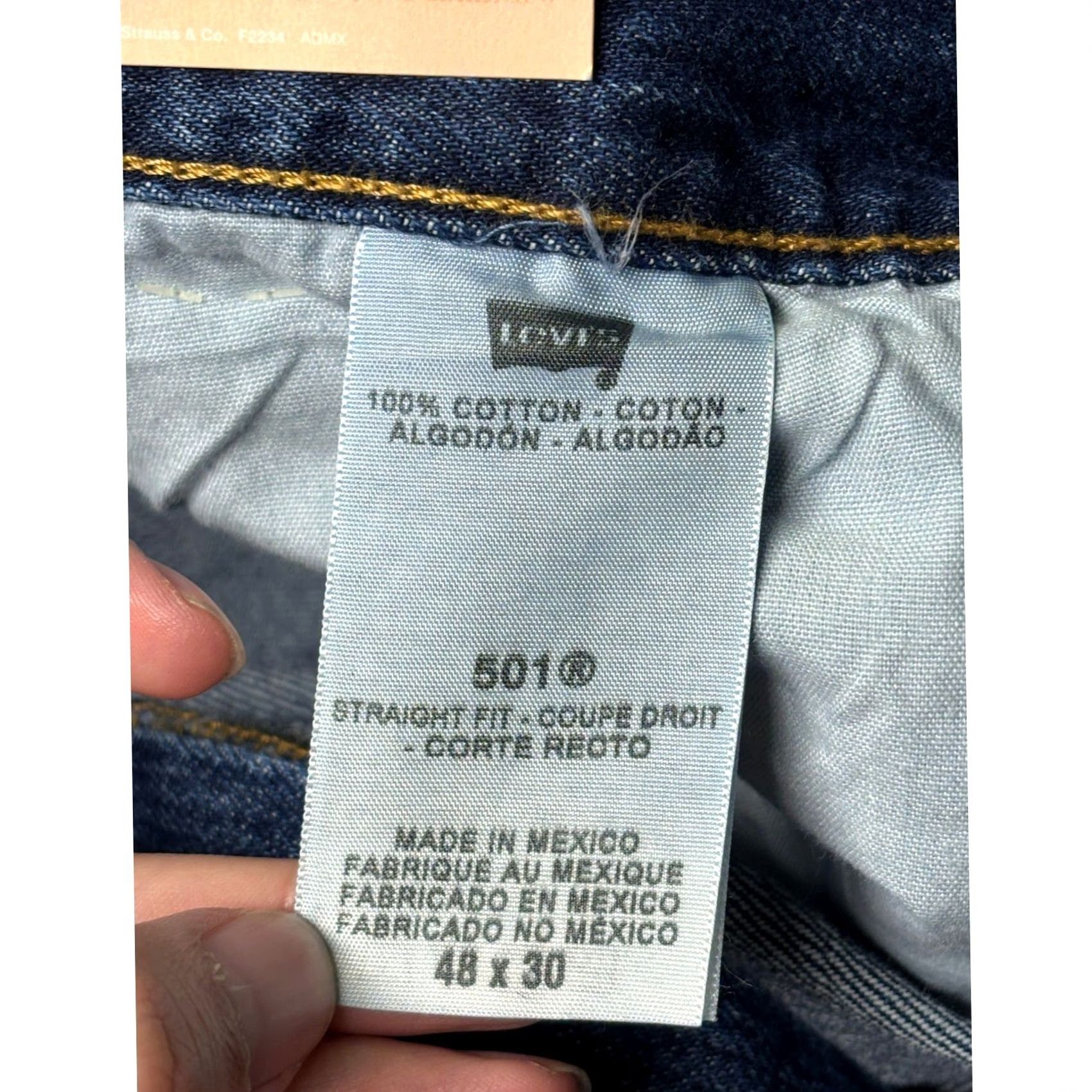 Levi's VINTAGE? No — Levi's 501 Original Fit Big & Tall Jeans Mens 48x30 Dark Wash Blue Button Fly Straight 501 Series Denim Cotton 5-Pocket Size US 32 / EU 48 - 6 Thumbnail