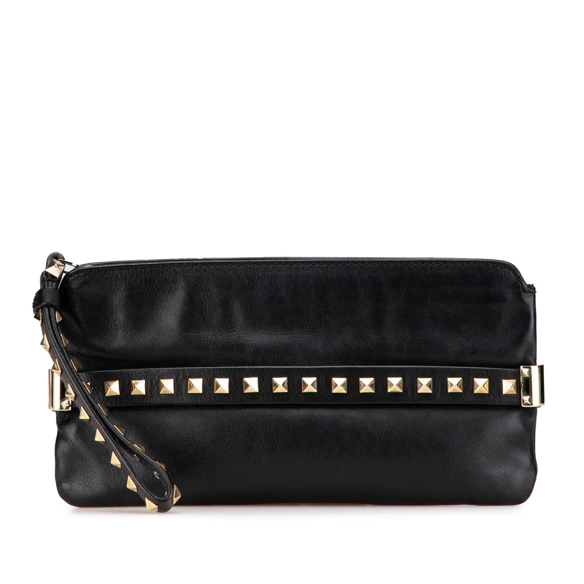 Valentino Valentino Leather Rockstud Wristlet Clutch Black Size ONE SIZE - 1 Thumbnail