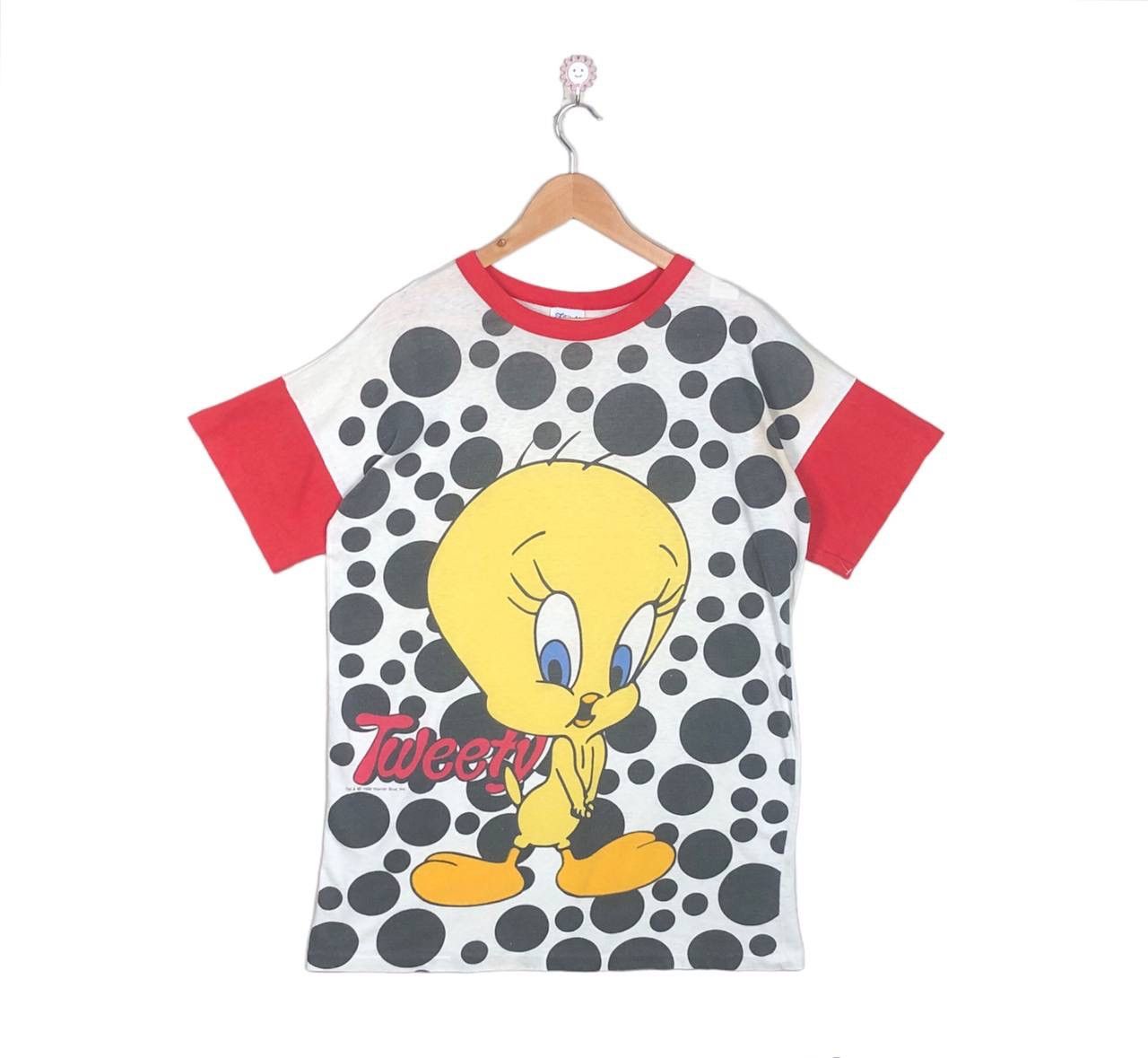 Anime × Cartoon Network × Vintage Vtg 90s Flirts Tweety Over Print Tshirt Cartoon Tees Size US L / EU 52-54 / 3 - 1 Thumbnail