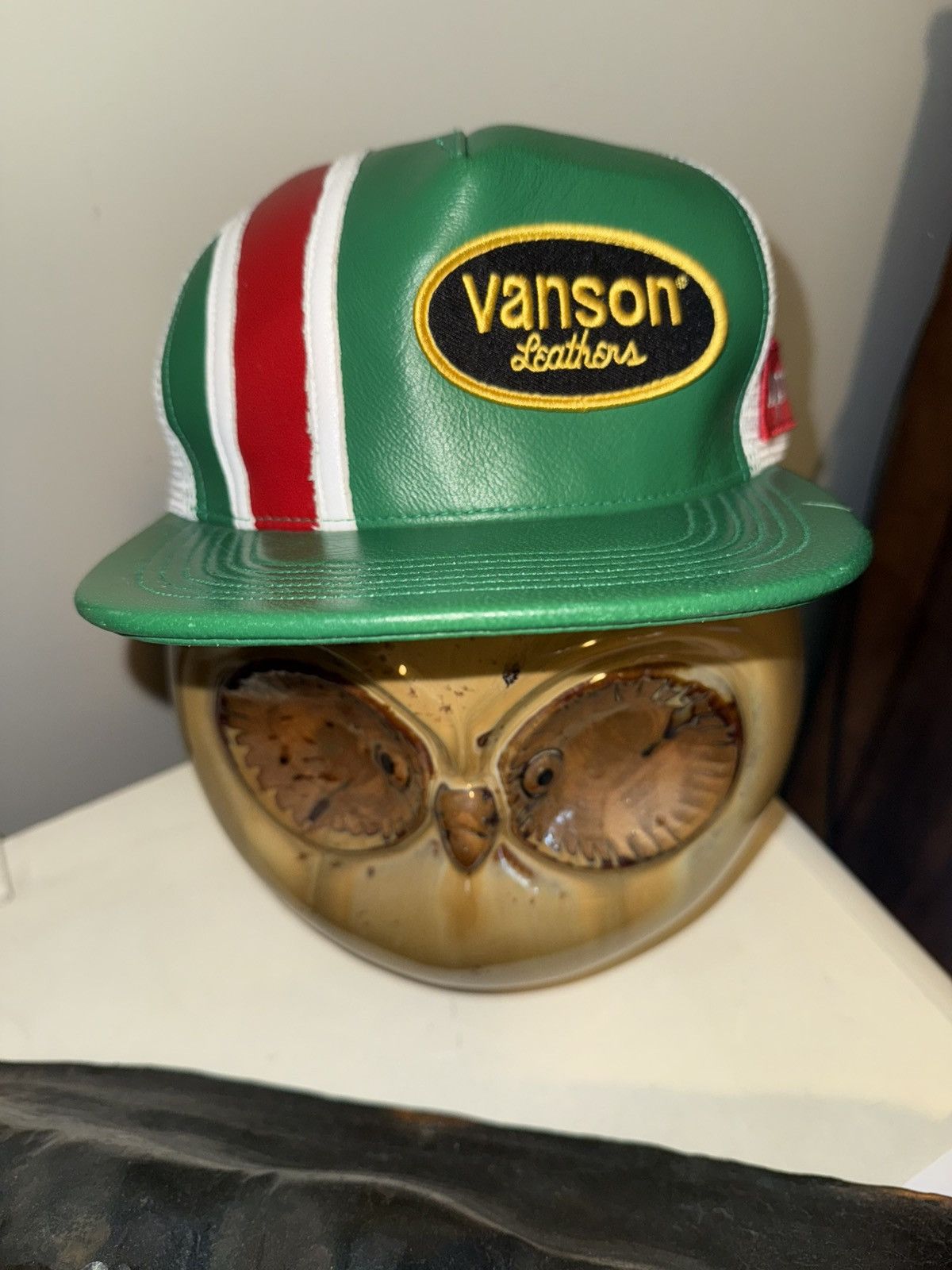 Supreme × Vanson Leathers Vanson Leather + Supreme “Trucker Hat” snapback Leather! Size ONE SIZE - 2 Thumbnail