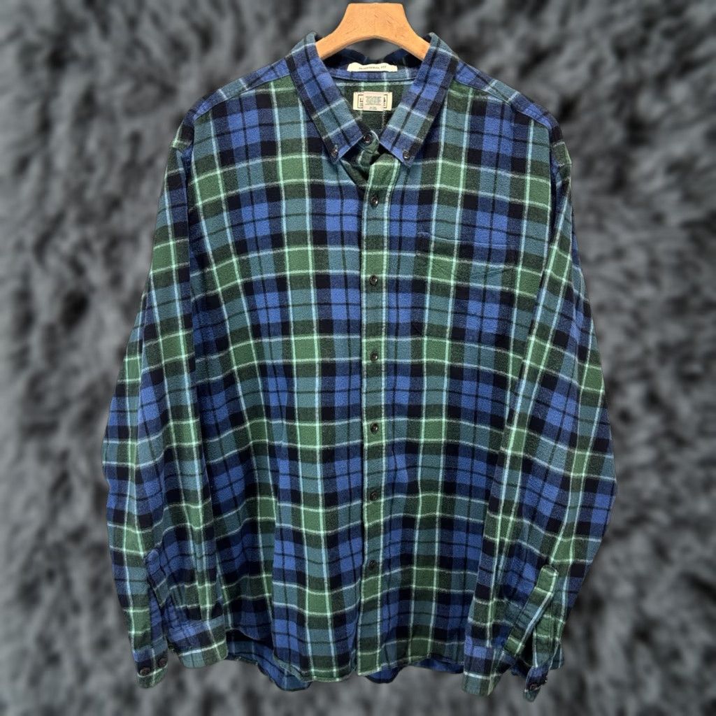 Vintage L.L. Bean Flannel Button-Up Shirt 2XL Plaid Blue Green Casual Long Sleeve Mens Size US XXL / EU 58 / 5 - 1 Thumbnail