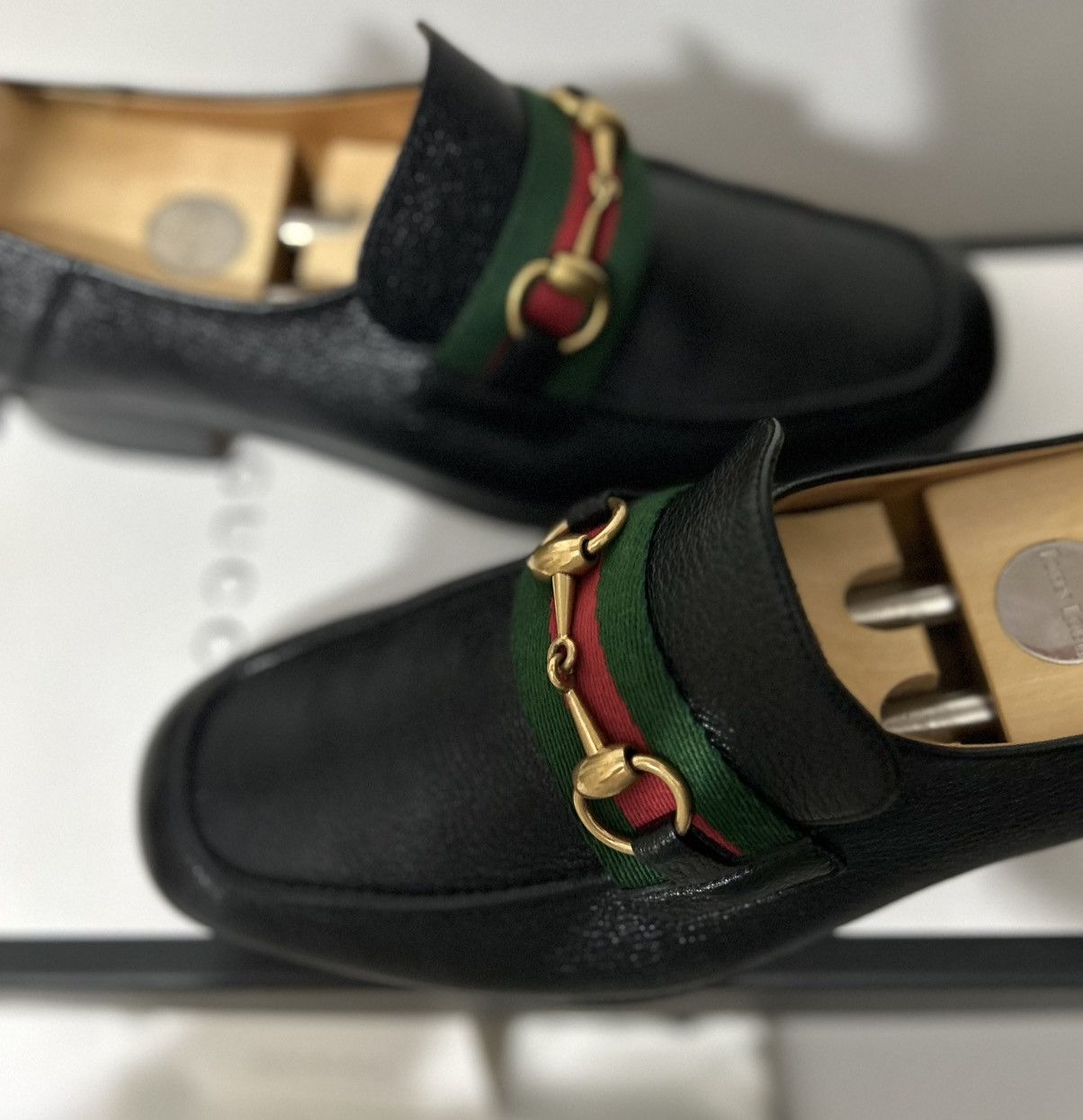 Gucci Gucci GG Bonnie Black Leather Horsebit Web Loafers UK8 Size US 8 / EU 41 - 16 Thumbnail