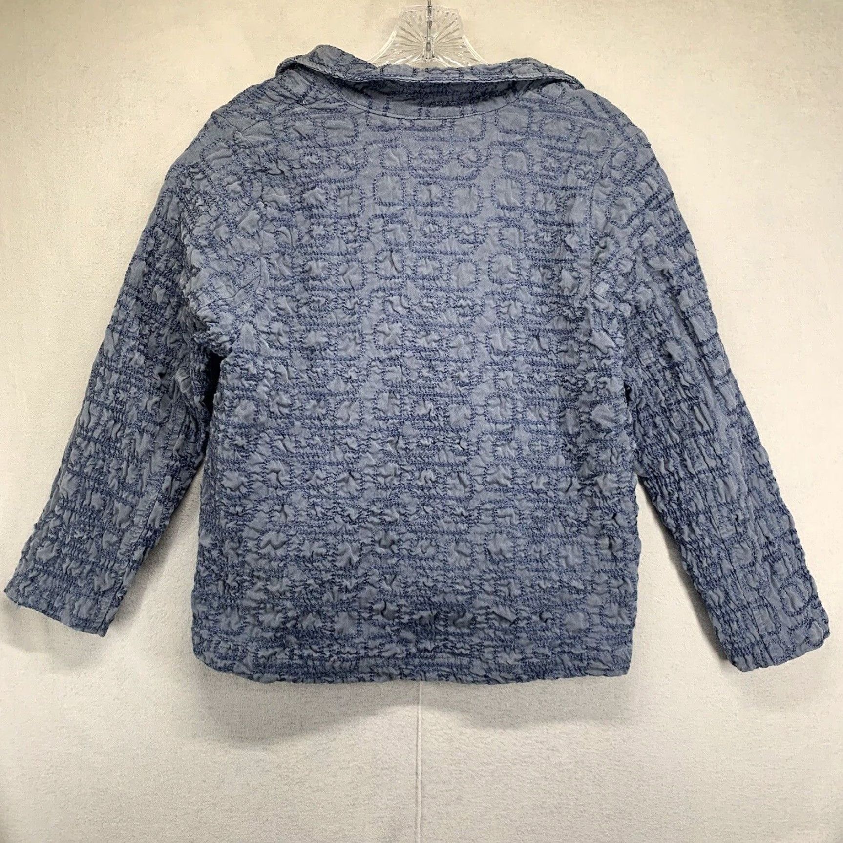 4SDESIGNS VINTAGE Action Wear Women's Jacket Size Large Blue Textured Embroidered Geometric 80s Casual Western Size L / US 10 / IT 46 - 3 Thumbnail