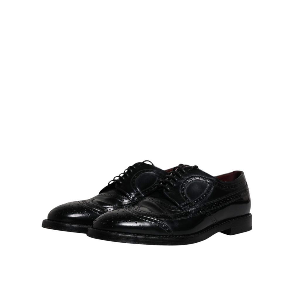 Dolce & Gabbana Dolce & Gabbana Black Leather Derby Wingtip Formal Shoes Size US 10 / EU 43 - 4 Thumbnail