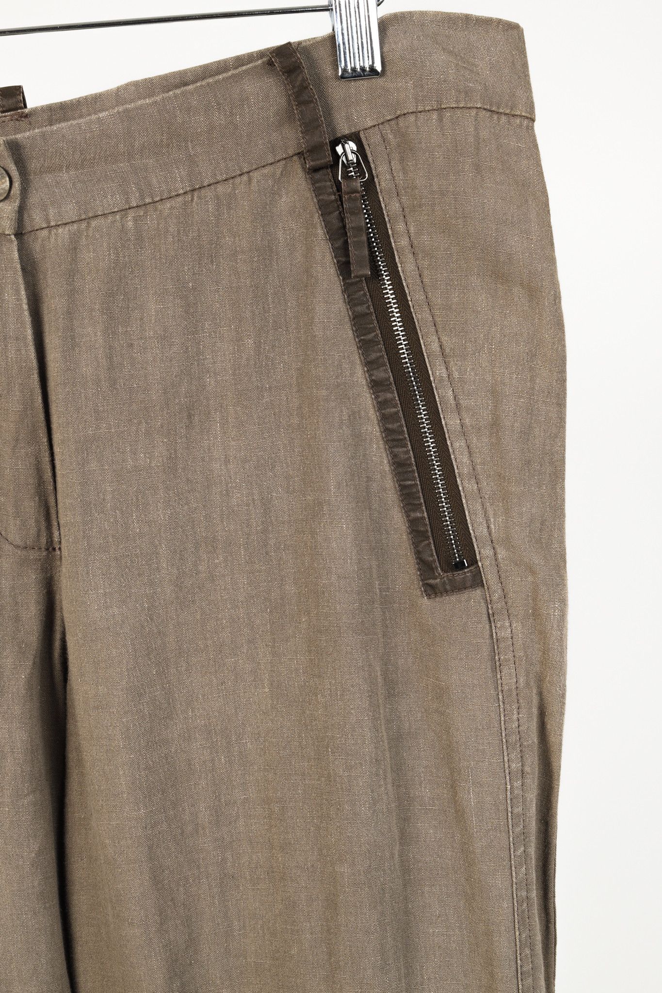 Annette Gortz Annette Gortz Rai Brown Linen Trim-Detail Zip-Pocket Culotte Size 32" / US 10 / IT 46 - 4 Thumbnail