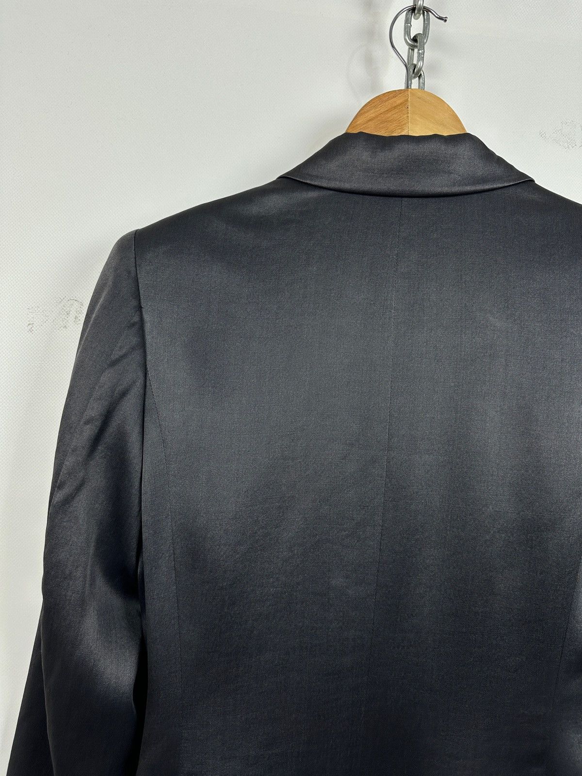 Jil Sander 90-00s Vintage Jil Sander Gray Silk Double Breasted Blazer Size XS / US 0-2 / IT 36-38 - 16 Thumbnail