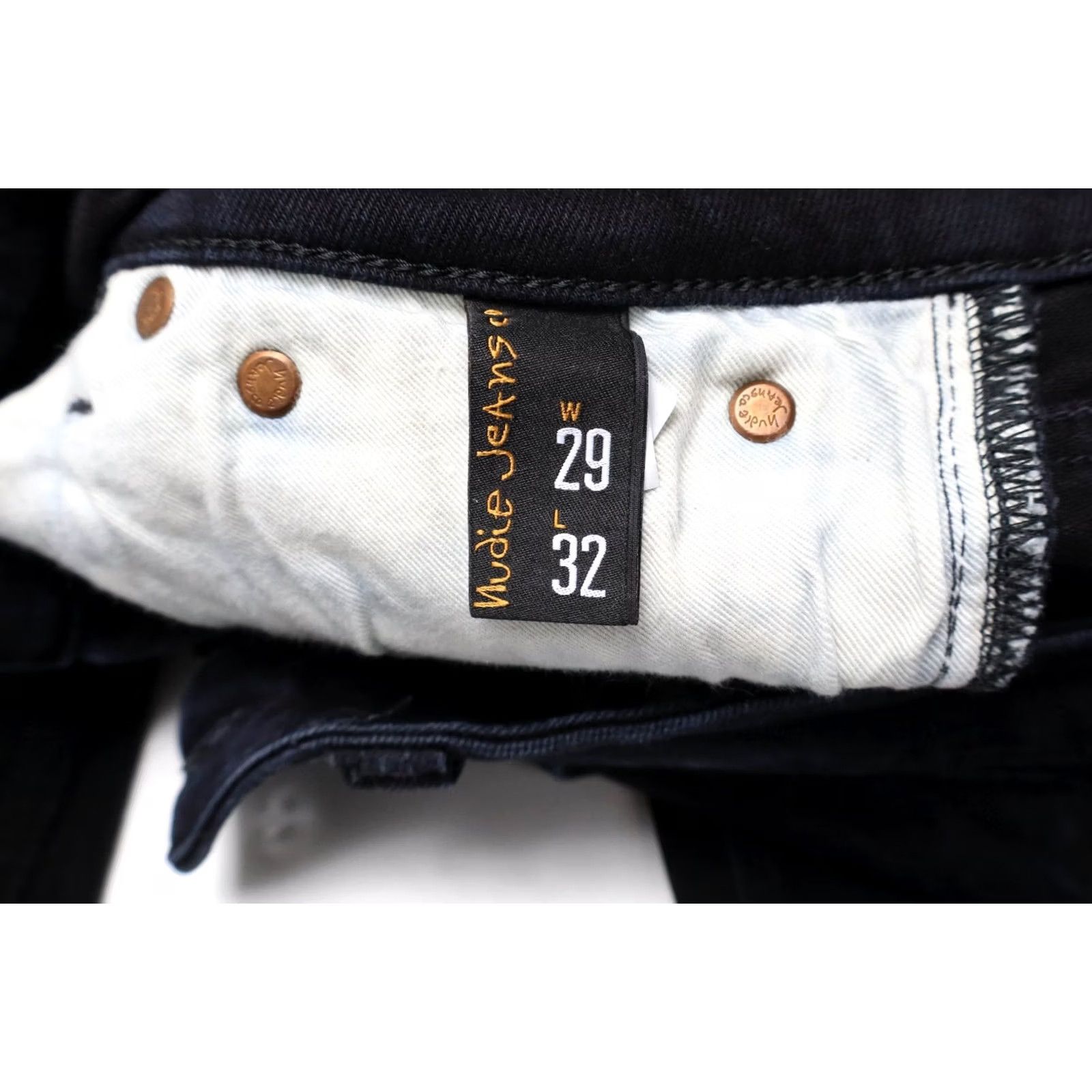 Denime Nudie Skinny Lin Black Black Jeans Men's W29/L32 Dark Blue Denim Zip Fly Size US 29 - 6 Thumbnail