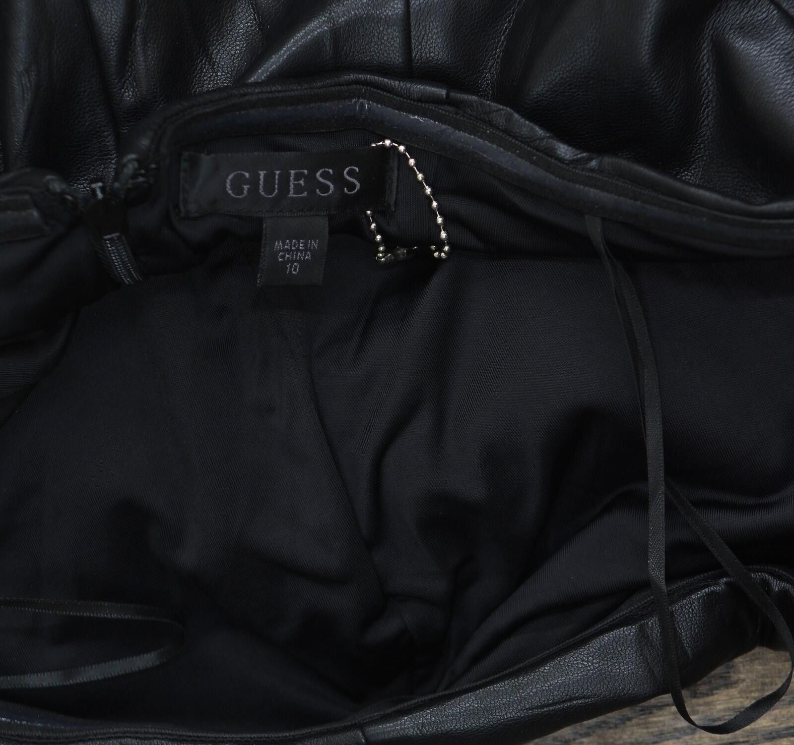 Guess Guess Faux Leather Tanya Strapless Mini Dress Jet Black 10 Size L / US 10 / IT 46 - 5 Thumbnail