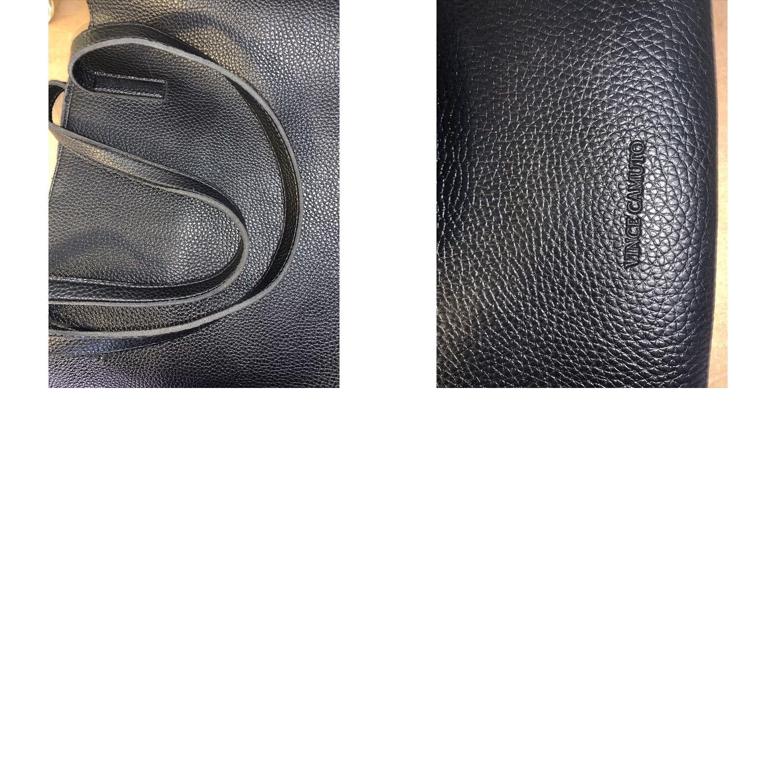 Vince Camuto Vince Camuto Tote Carryall All Leather Bag Purse Black/Gray -5376 Tote, Large, Pebbled, Vegan, Gray Hardware Women Size ONE SIZE - 8 Thumbnail