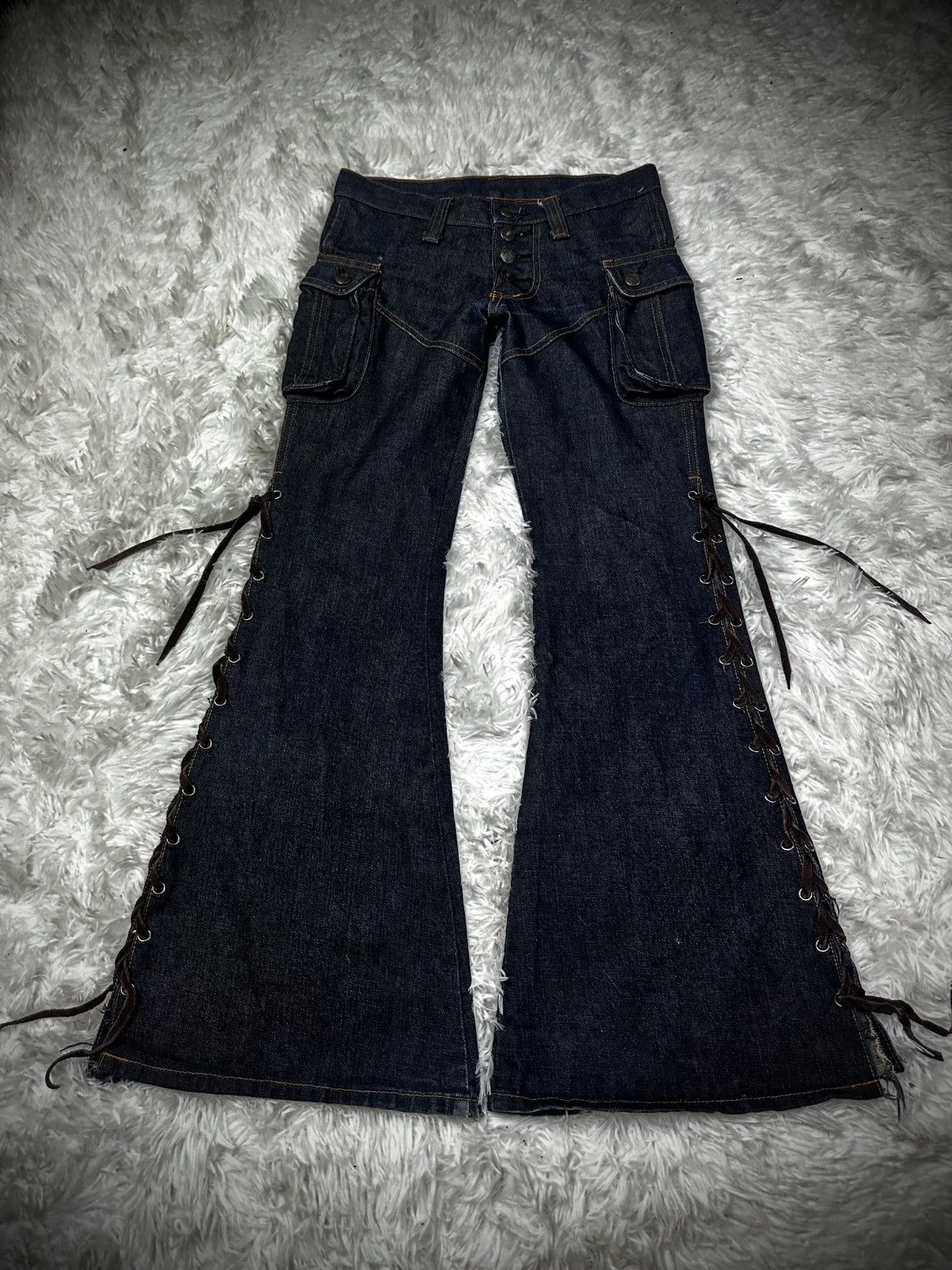 Tornado Mart rare 2000s japanese brand dee dee flared bell botom lace up Size US 29 - 1 Thumbnail
