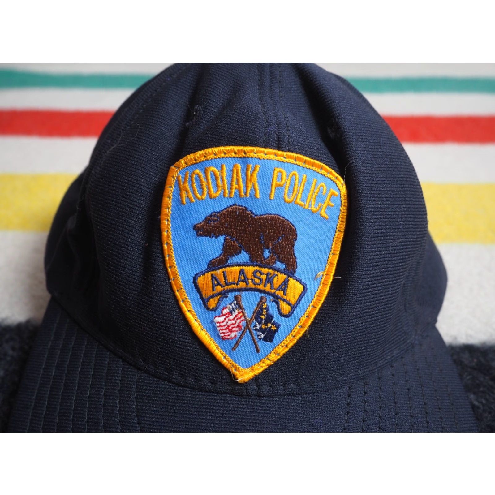 Vintage VINTAGE Kodiak Alaska Police Navy Blue Bear USA Trucker Snapback Hat Cap Adjustable Men Blue 80s 70s USA Snapback Hat Size ONE SIZE - 4 Thumbnail