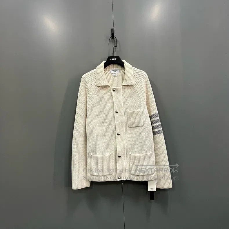 Thom Browne Thom Browne Beige Knit Jacket Size US XXL / EU 58 / 5 - 1 Thumbnail
