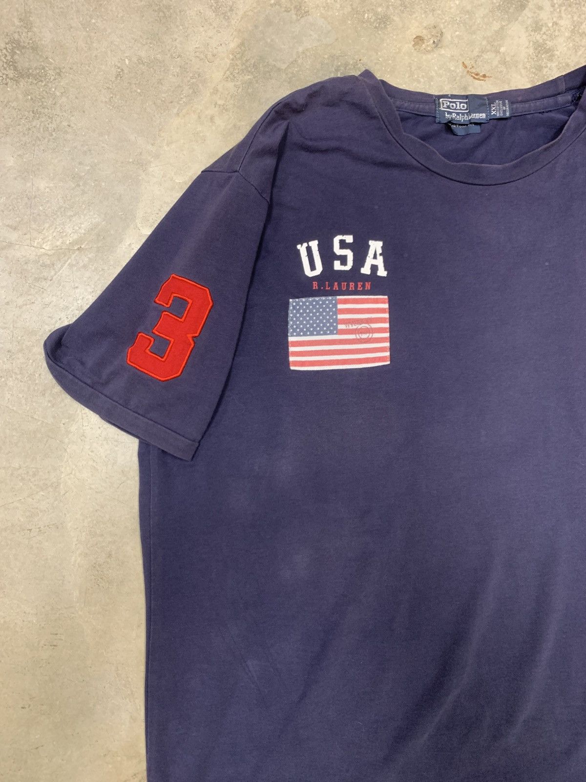 Polo Ralph Lauren Vintage 2000’s Custom Fit Polo Ralph Lauren USA Big Pony Tee Size US XXL / EU 58 / 5 - 6 Thumbnail