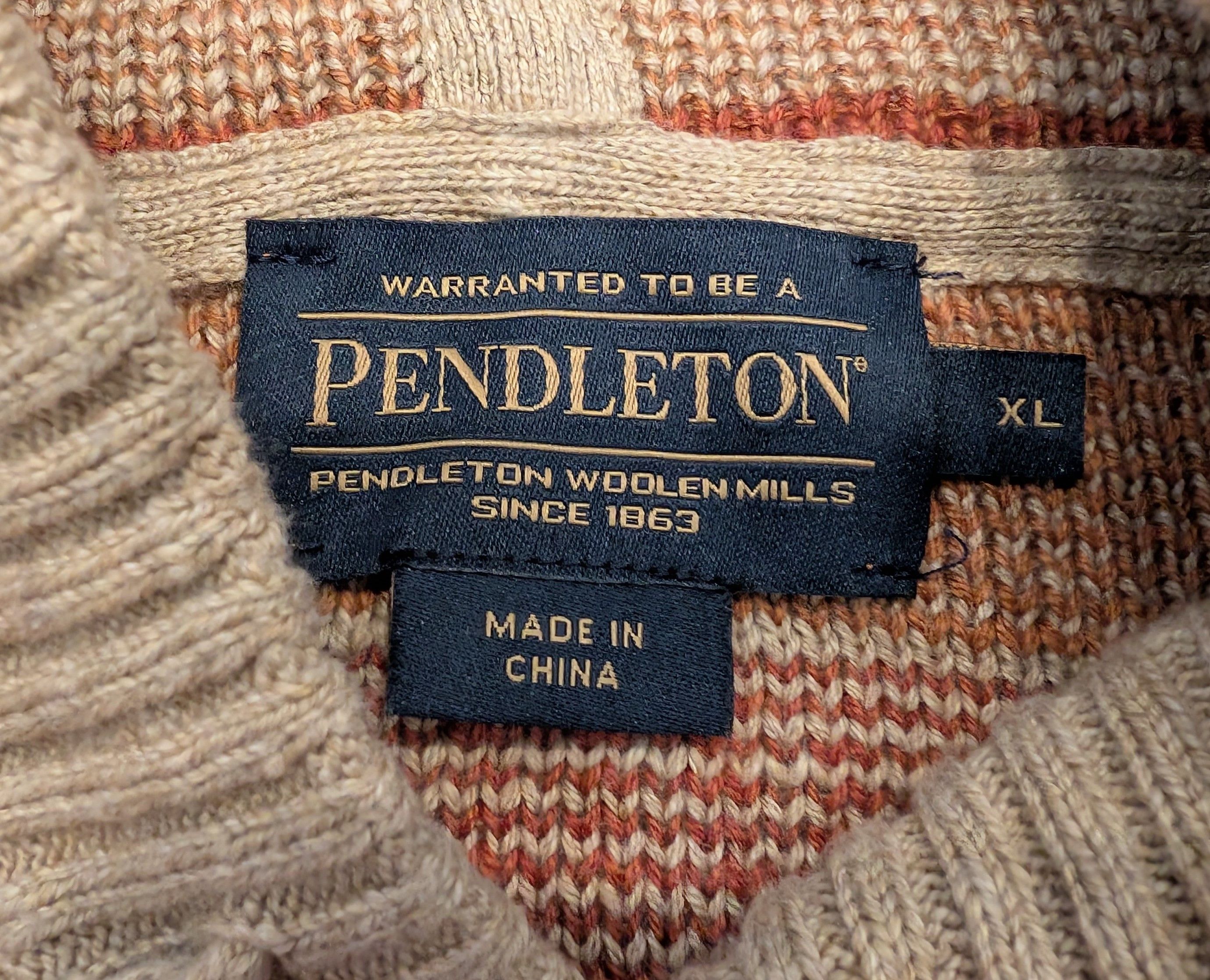 Pendleton Pendleton Medallion 100% Cotton Henley Hoodie Tan Stripe Size US XL / EU 56 / 4 - 3 Thumbnail
