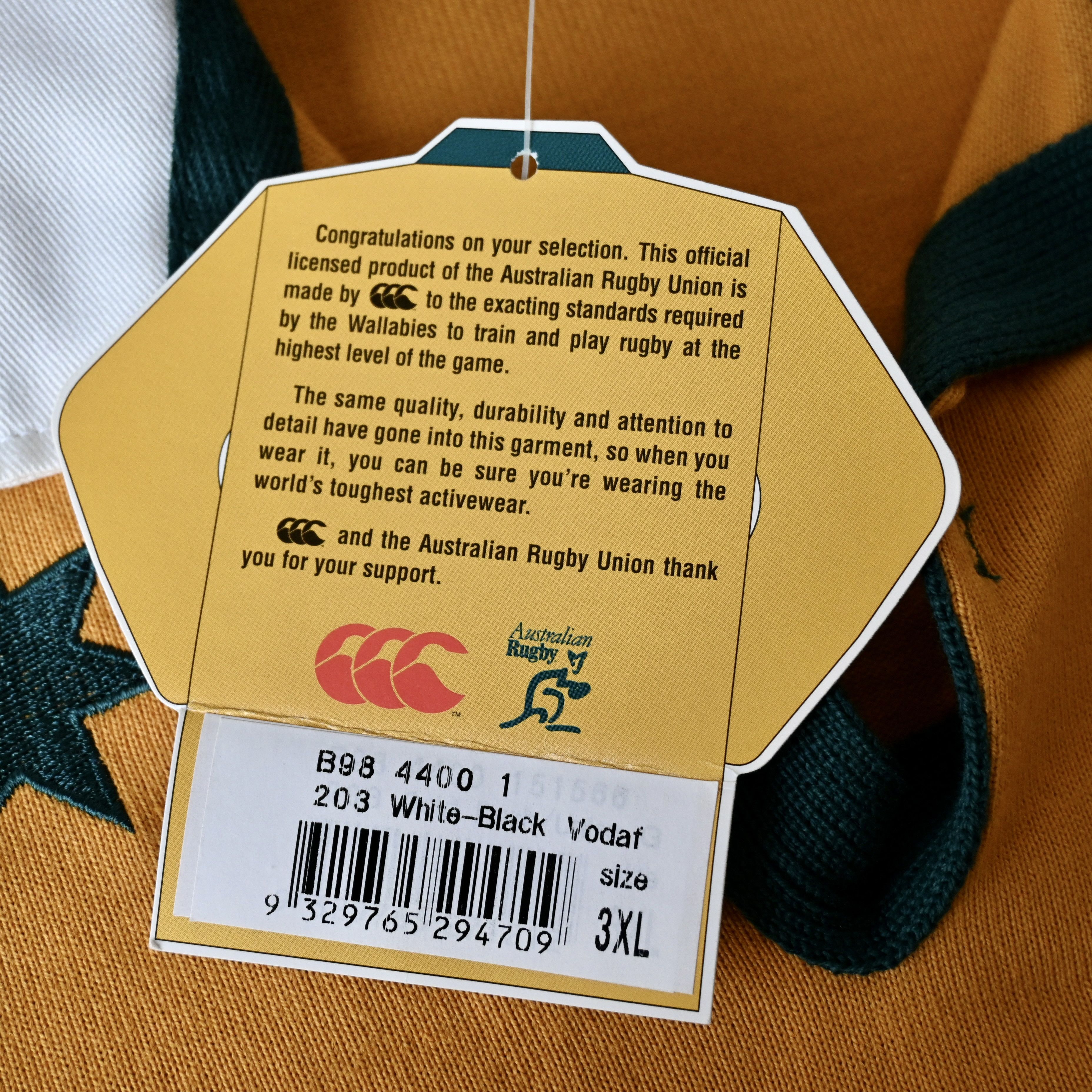 Canterbury of New Zealand DEADSTOCK, VTG 2003 Canterbury Australia Union rugby shirt Size US XXL / EU 58 / 5 - 14 Thumbnail