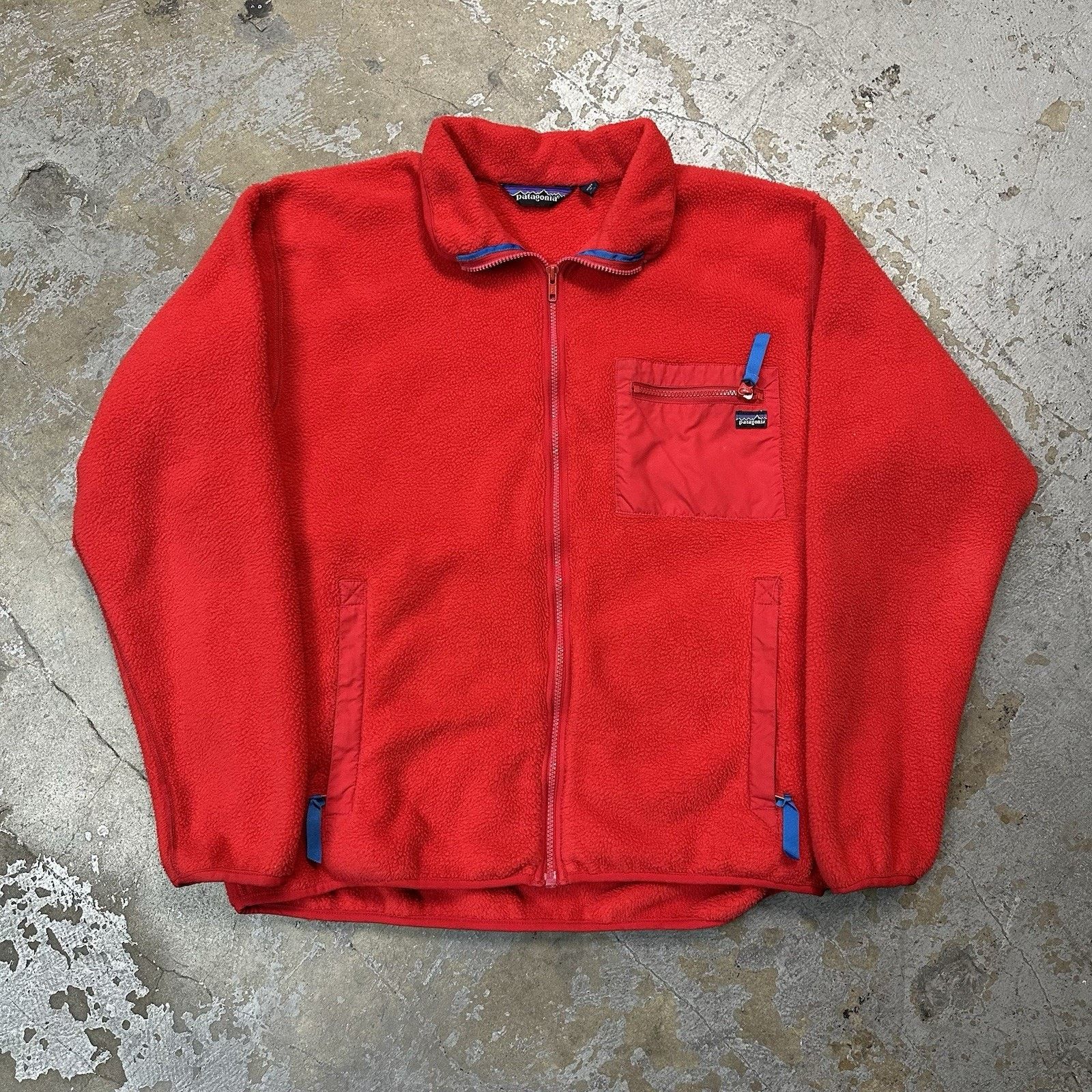 Patagonia × Vintage Vintage 90s Patagonia Red Fleece Zip Up Jacket Deep Pile Size US L / EU 52-54 / 3 - 2 Thumbnail