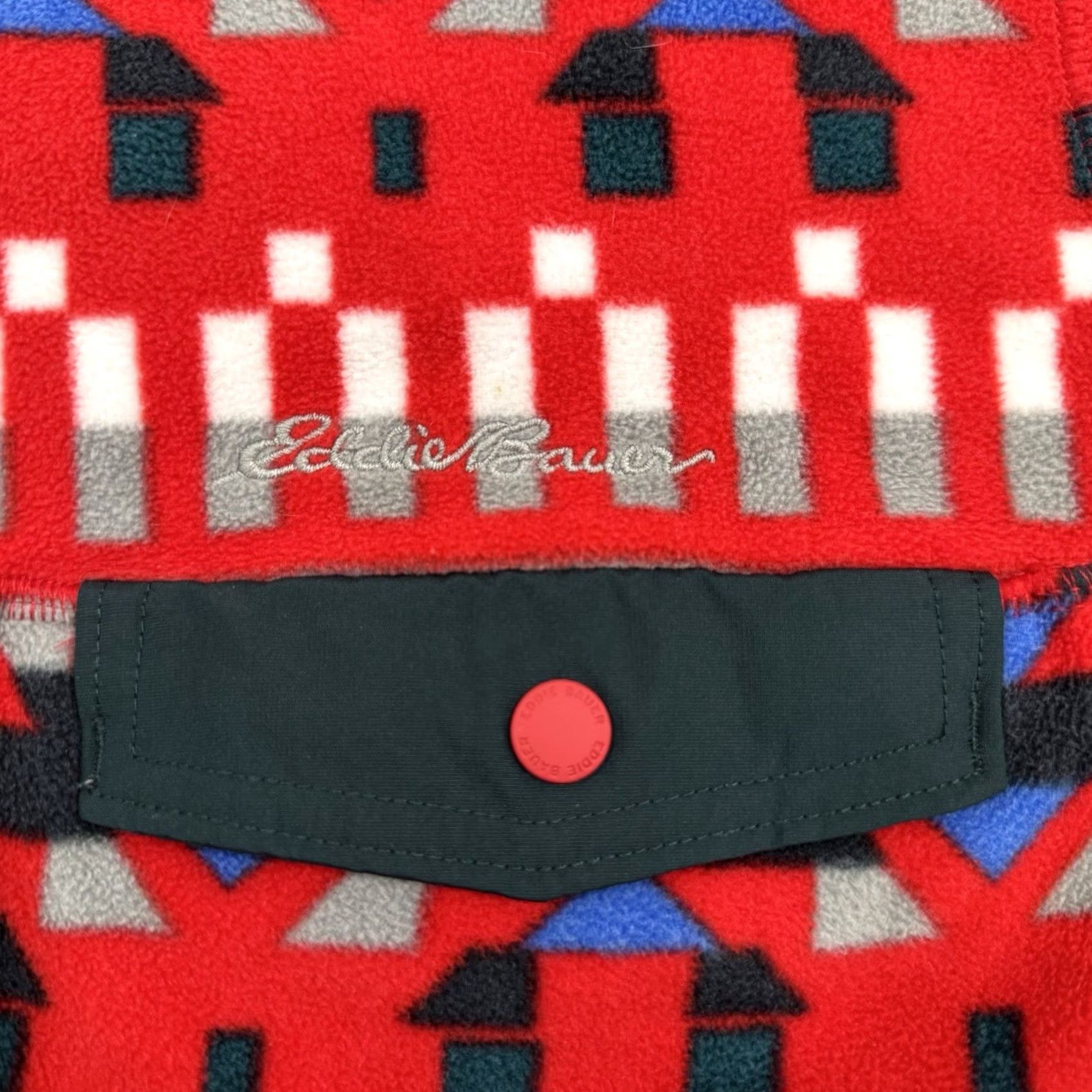 Eddie Bauer Eddie Bauer Sweater Geometric Pattern Mock Neck Pullover Red 1/4 Snap Men’s M Medium Pocket Aztec Outdoor Size US M / EU 48-50 / 2 - 5 Thumbnail