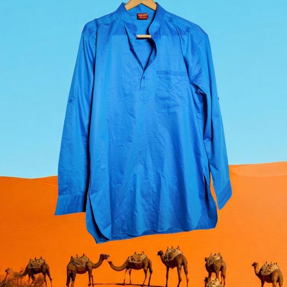 Vintage Vintage Con-Cave Kurta Sz 44 Blue Men's Shirt Tunic Size US L / EU 52-54 / 3 - 1 Thumbnail