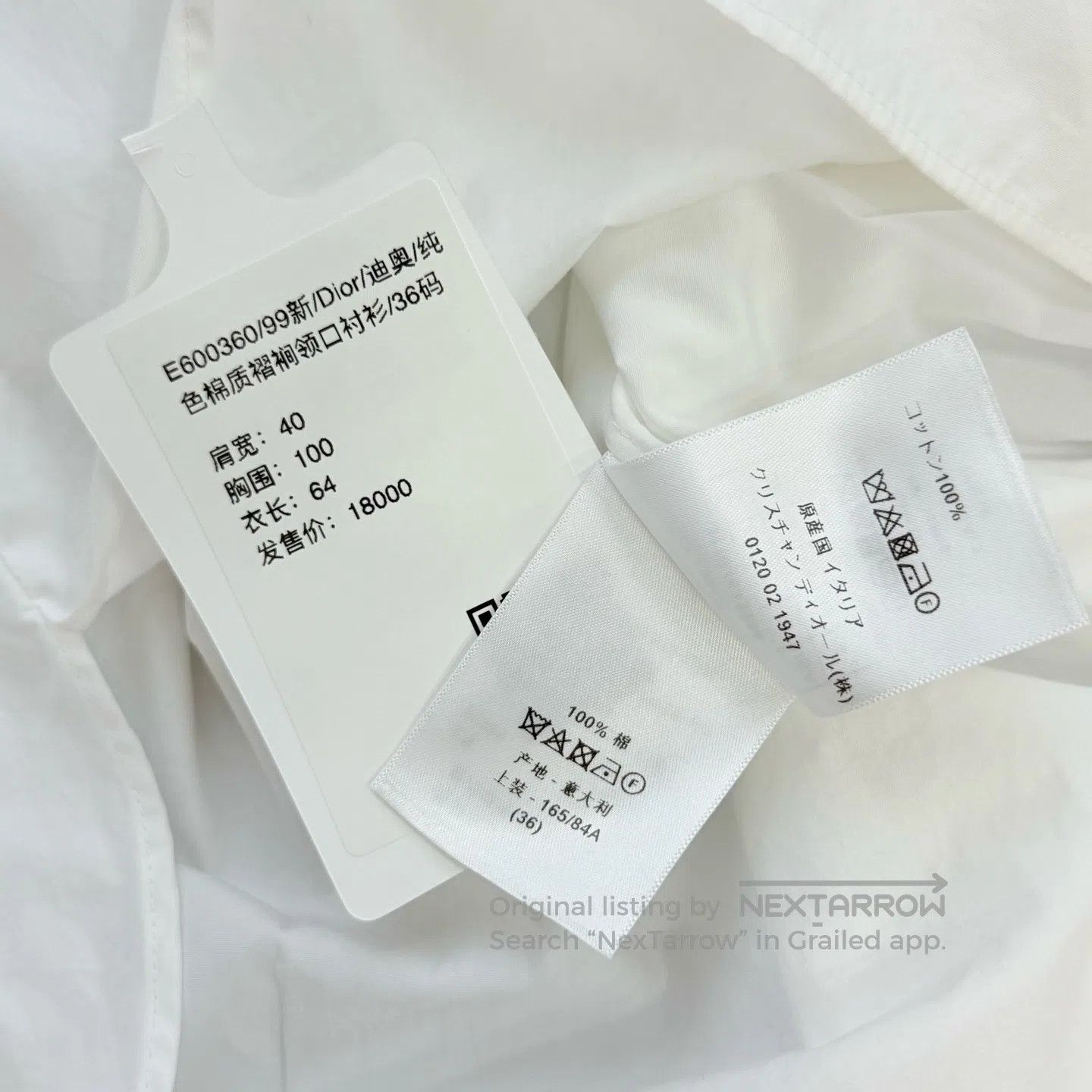 Dior Dior Solid Color Cotton Pleated Collar Shirt| Size XS / US 0-2 / IT 36-38 - 6 Thumbnail