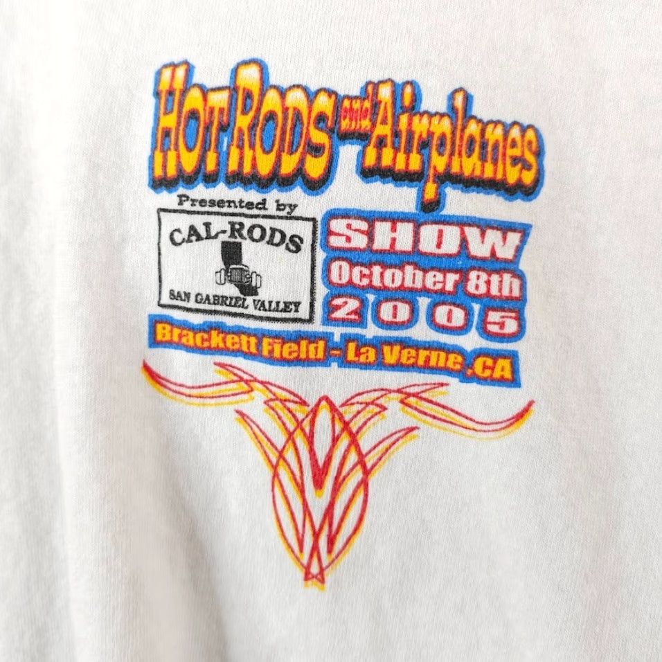 Gildan VINTAGE Hot Rods And Airplanes T Shirt Mens Size XL White Y2K 2005 Car Show Size US XL / EU 56 / 4 - 3 Thumbnail