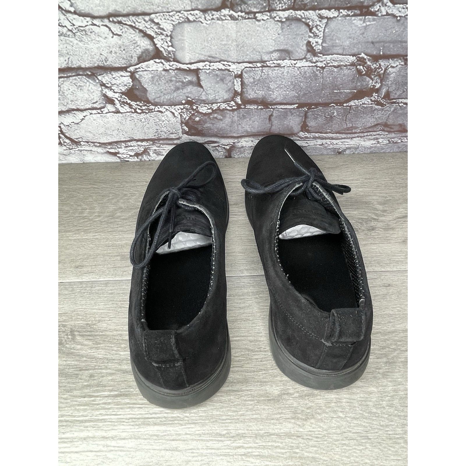 Amberjack Black Suede Leather Lace Up Rubber Oxfords Shoes M