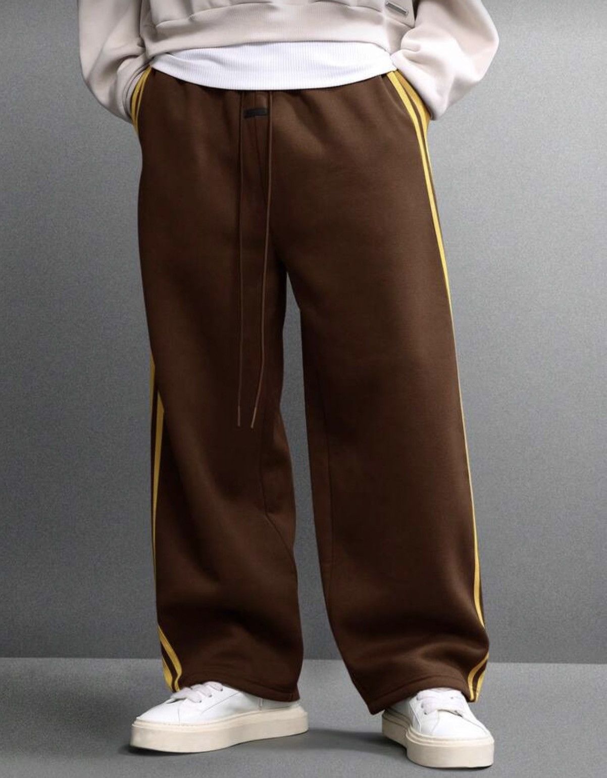 Japanese Brand Wide-Leg Stripe Sweatpants - Heavy Fleece Size US 32 / EU 48 - 4 Thumbnail
