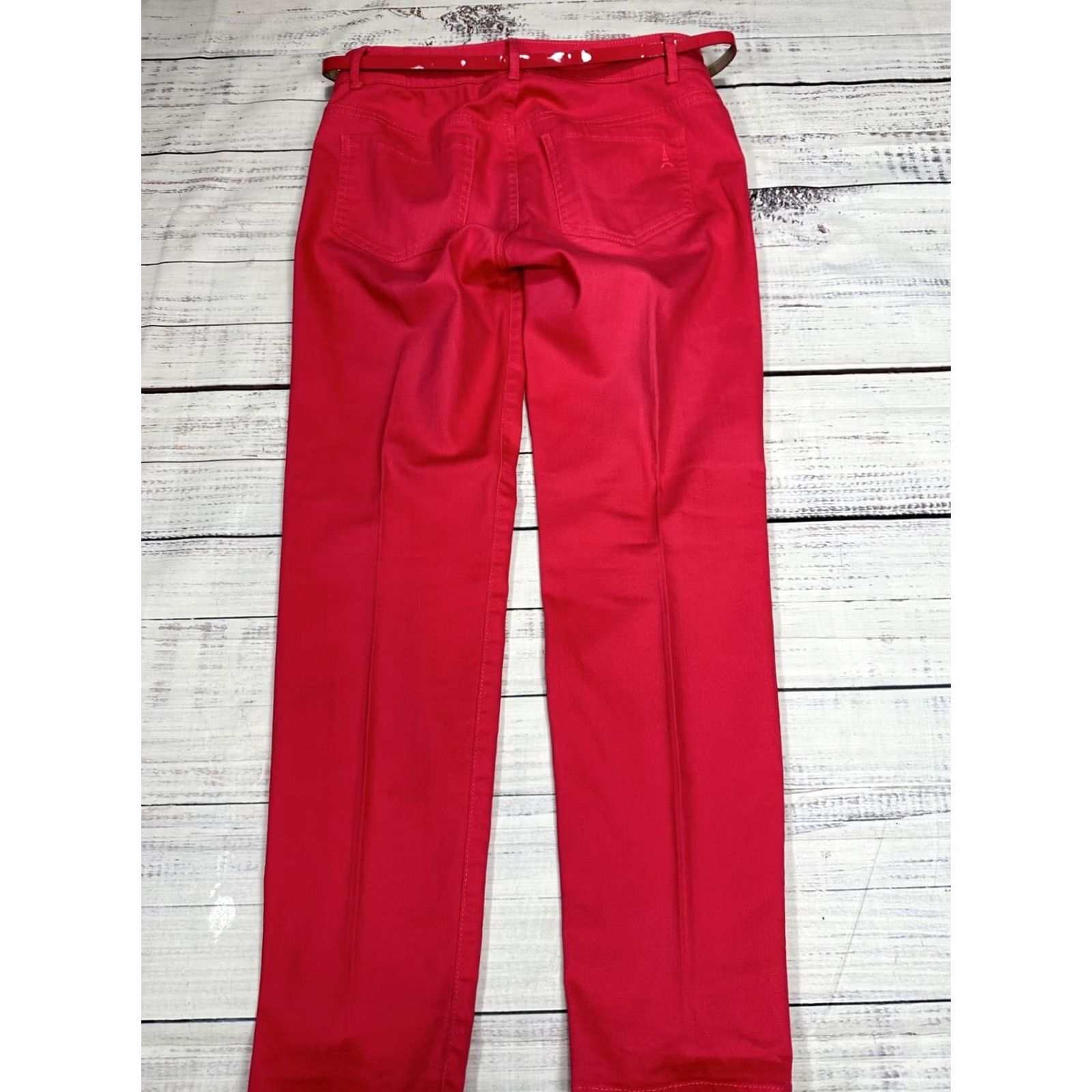 Vintage ELLE Pink Jeans Belted Cotton Straight Leg 4 Women's Pants Regular Size 4 Size 27" / US 4 / IT 40 - 3 Thumbnail