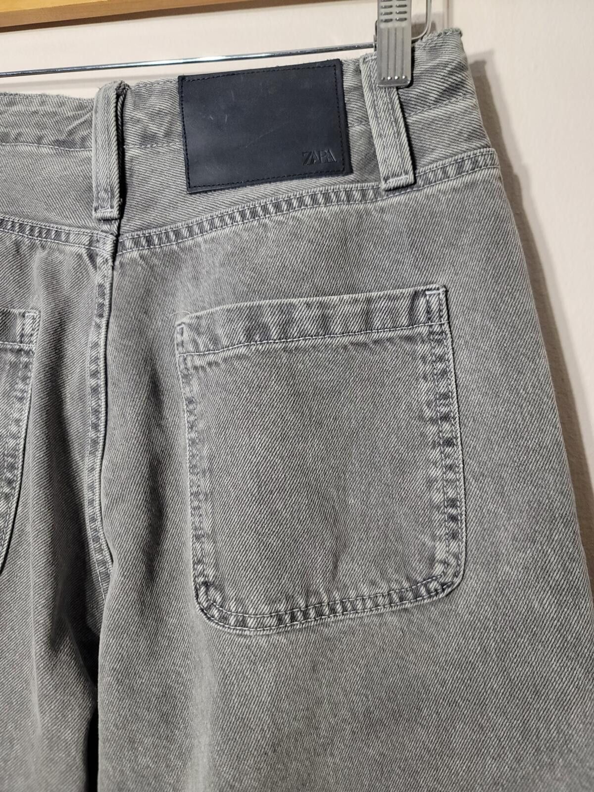 Zara Zara Y2K Gray Wide Leg Tie-Waist Jeans Streetwear Sz 28 Size 28" / US 6 / IT 42 - 7 Thumbnail