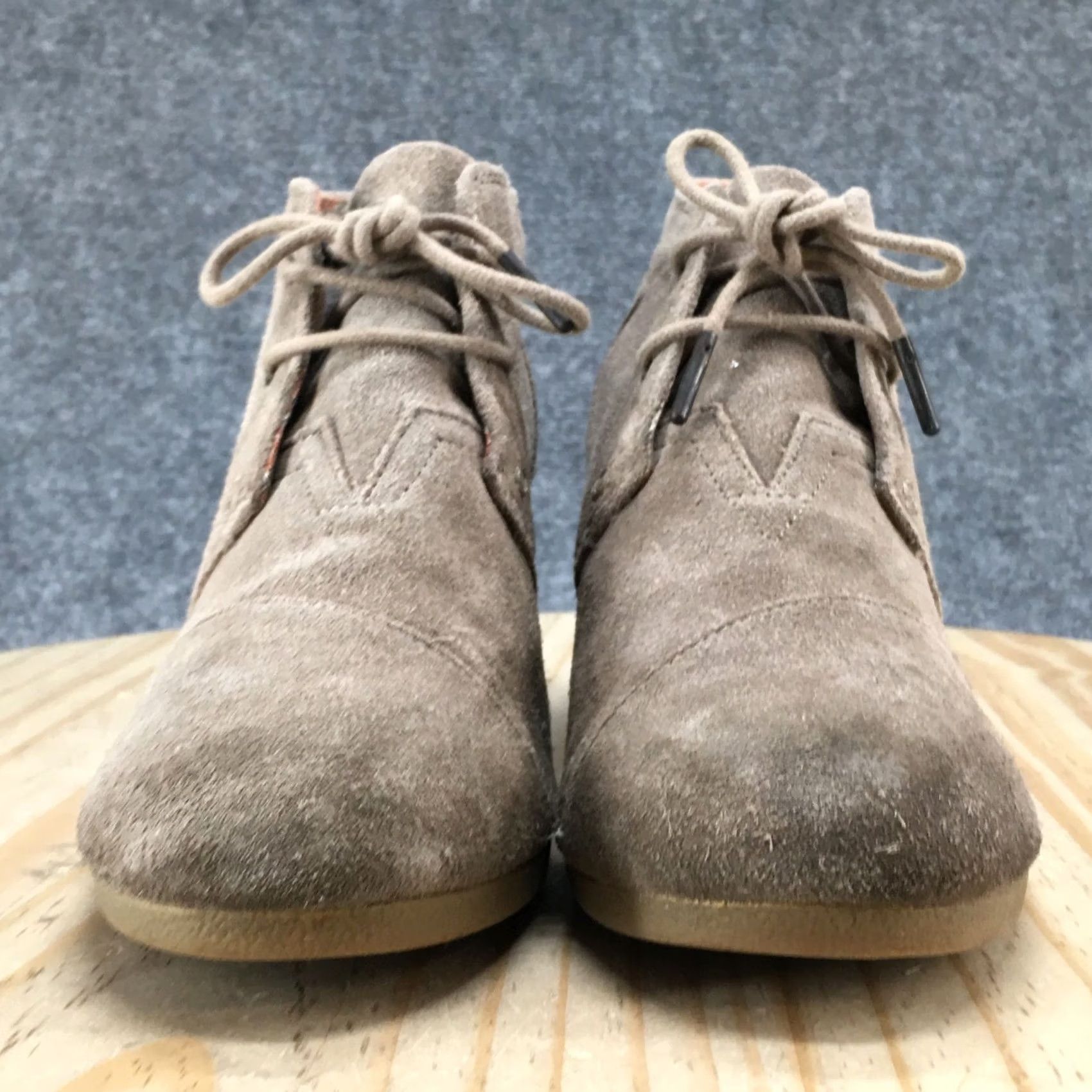 Toms TOMS Boots Womens 9.5 Taupe Desert Wedge Booties Suede Lace Up Comfort Round Toe Casual Everyday Size US 10 / IT 40 - 4 Thumbnail