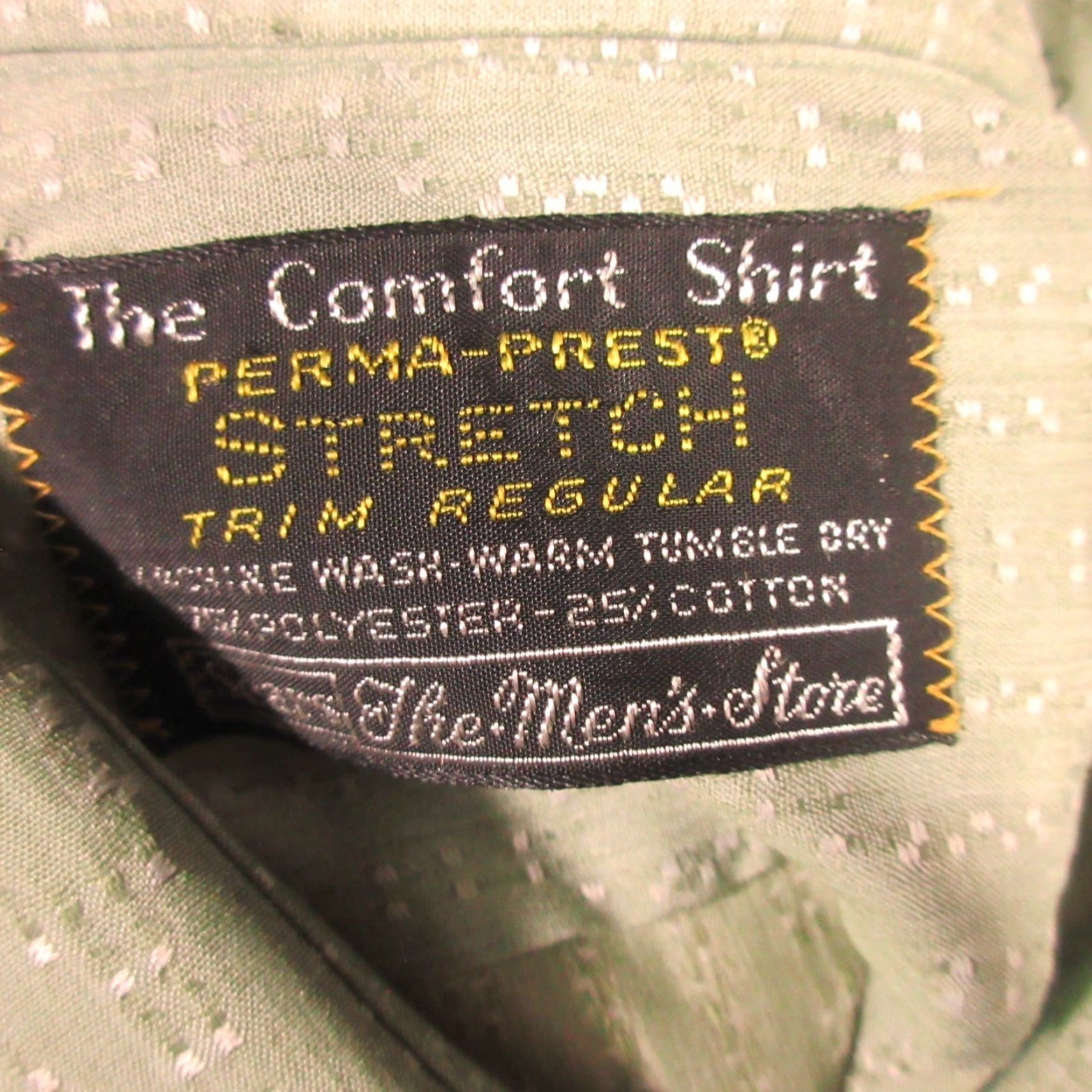 Sears VINTAGE Sears The Comfort Shirt Mens 15.5 Green Perma-Prest 70s Dagger Collar Dress Shirt Short Sleeve Button Front Casual Business Men Regular Size L Size US L / EU 52-54 / 3 - 3 Thumbnail
