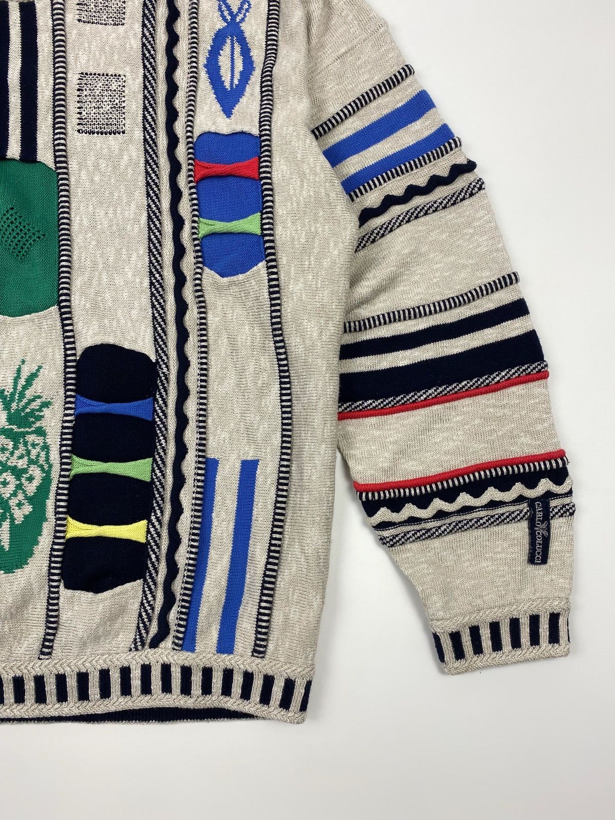 Carlo Colucci 1990’s Vintage Carlo Colucci Coloured 3D Cable Knit Sweater Size US XL / EU 56 / 4 - 4 Thumbnail