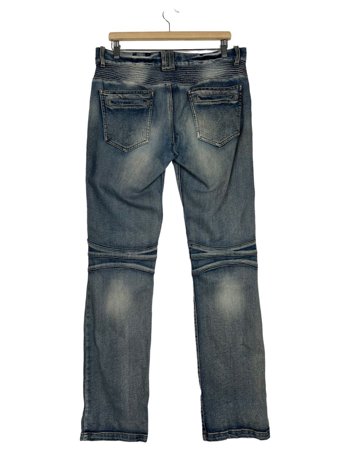 In The Attic 🔥 IN THE ATTIC BIKER MOTO DYED BROKEN DENIM SLIM FIT Size US 36 / EU 52 - 7 Thumbnail