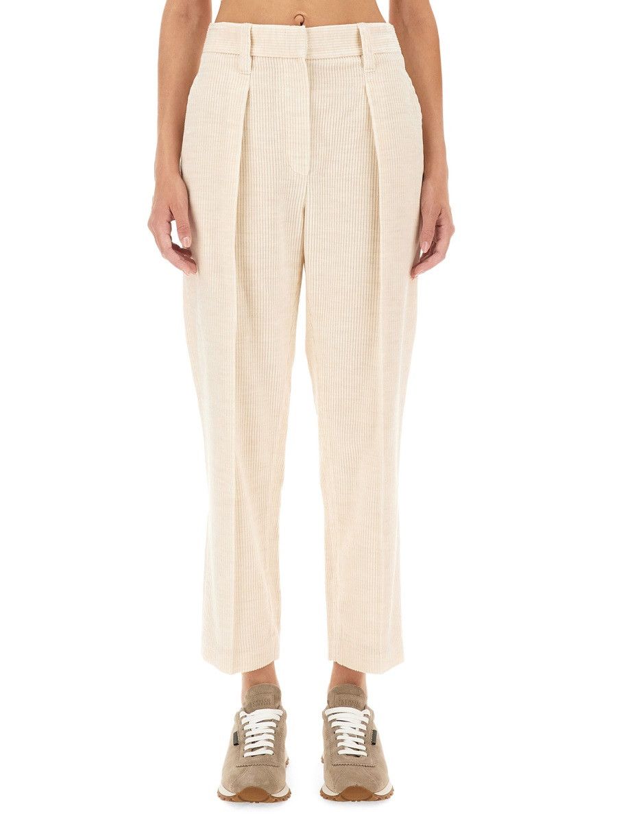 Brunello Cucinelli BRUNELLO CUCINELLI REGULAR FIT PANTS - IVORY (IT 40) Size 40" / US 18 - 1 Thumbnail