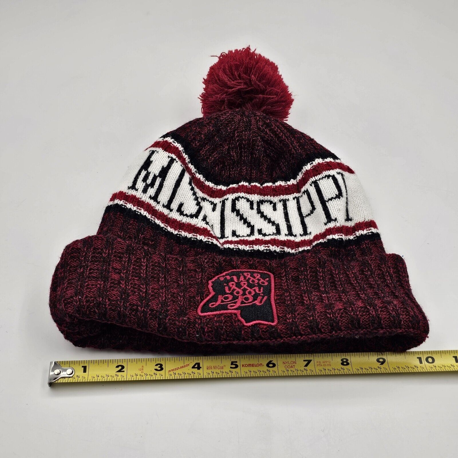 Other Mississippi State Pom Pom Beanie Hat Cuffed Knit Maroon One Size ONE SIZE - 6 Thumbnail