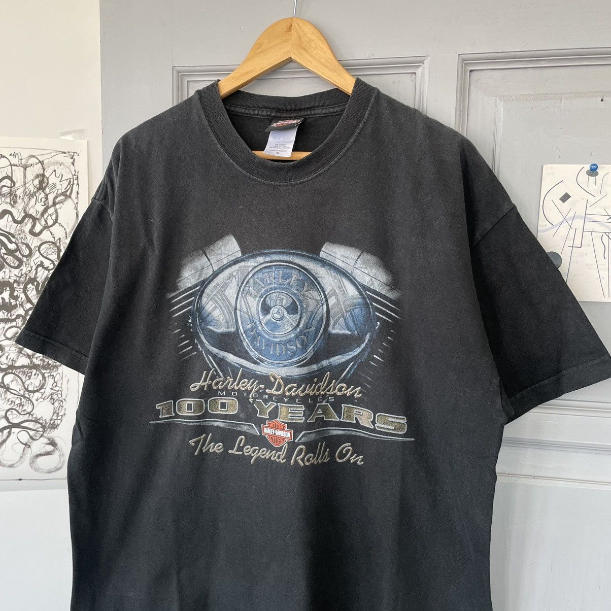 Harley Davidson × Vintage Vintage 90’s Harley Davidson 100 Years T-shirt Size US XL / EU 56 / 4 - 5 Thumbnail