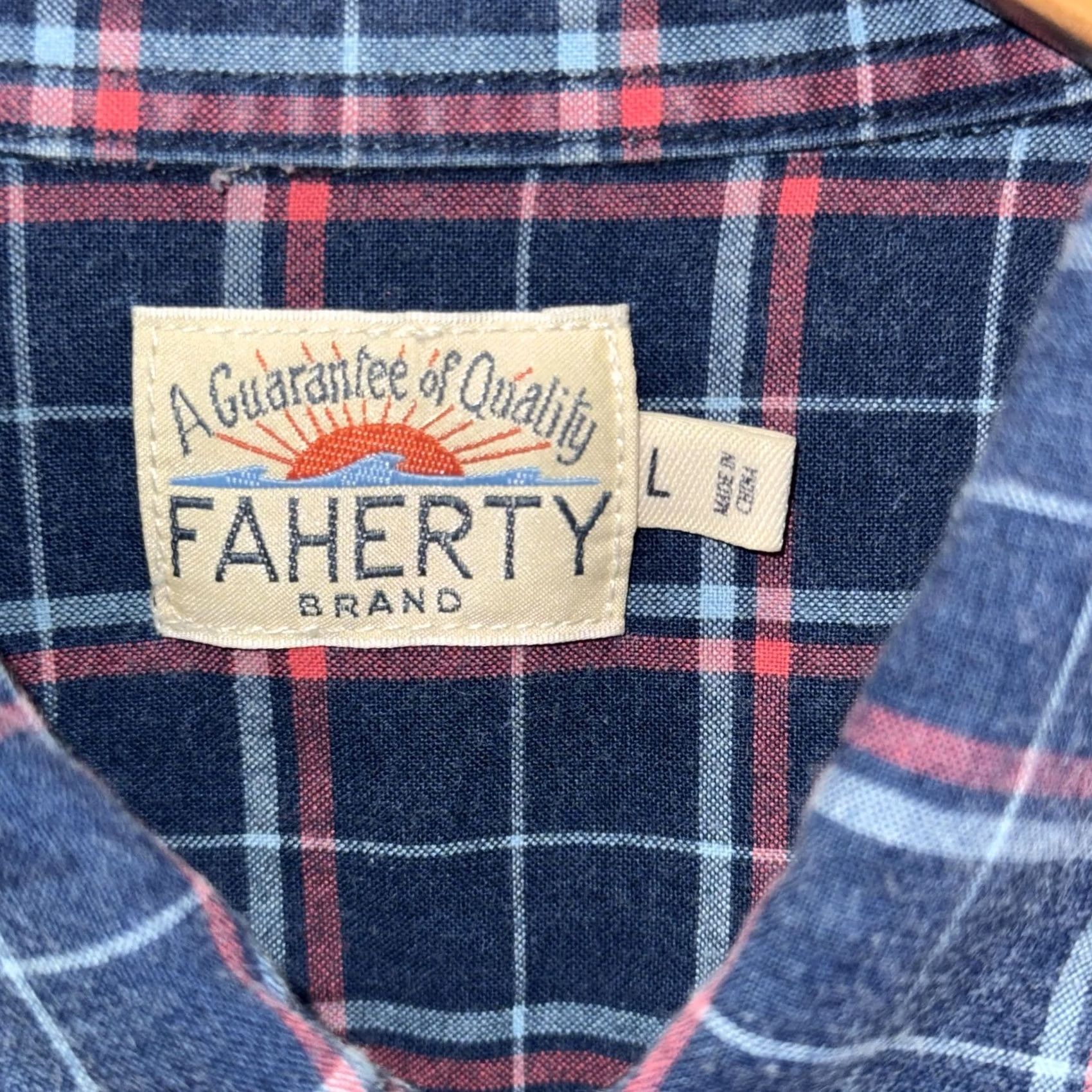 Faherty Faherty Shirt Mens L Blue Red Plaid Button-Down Indigo Dyed Long Sleeve Size US L / EU 52-54 / 3 - 4 Thumbnail