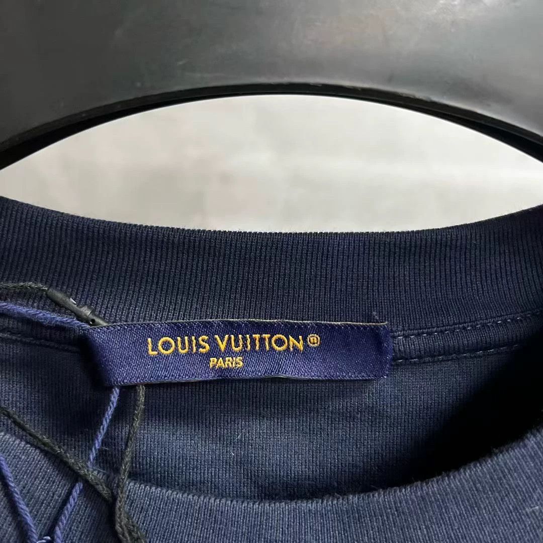louis vuitton blue logo short sleeve t-shirt