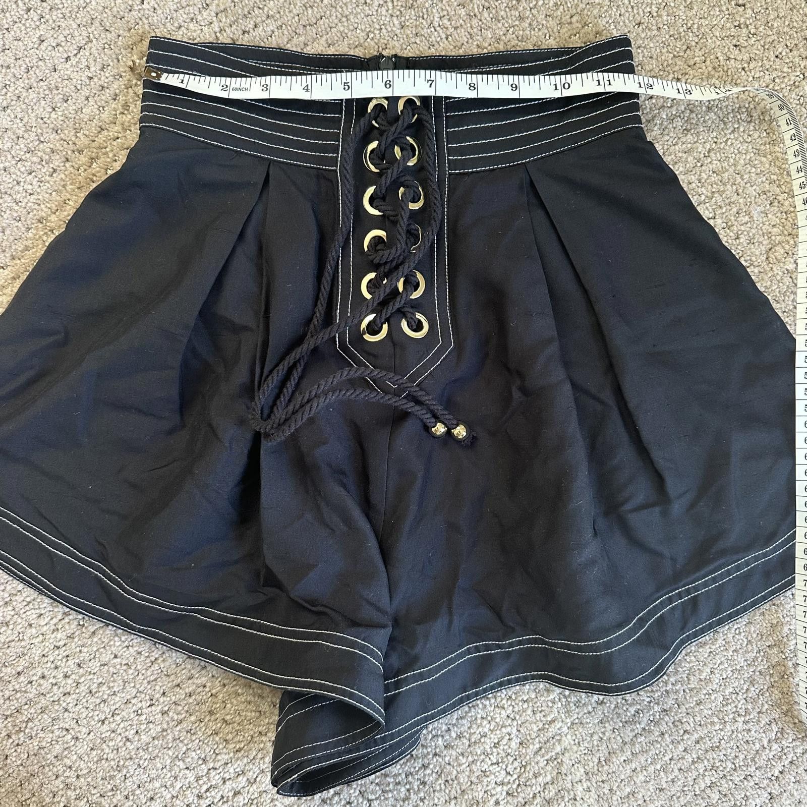 Zimmermann Zimmermann Black Silk Striped Lace-Up Shorts –Size XS (0) Size 25" / US 0 / IT 36 - 9 Thumbnail