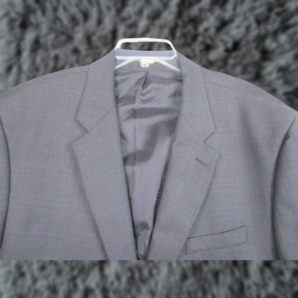 Ralph Lauren Lauren Ralph Lauren Sport Coat Blazer Mens 50L Gray Wool Cashmere Check Two-Button Notch Lapel Long Jacket/Coat Size 50R - 1 Thumbnail