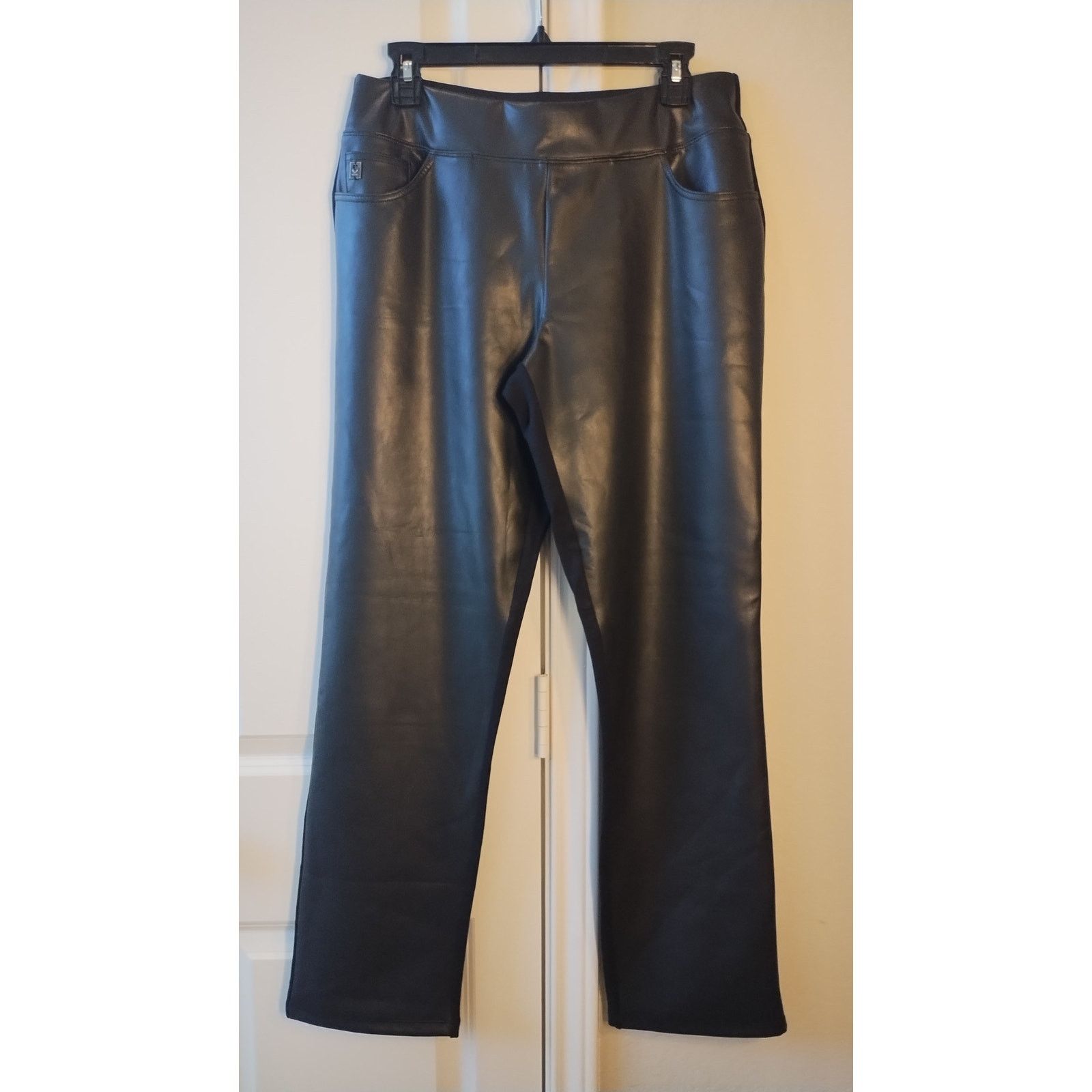 Other Belle Kim Gravel Faux Leather Black Pants Women Sz12 Size 34" / US 12 / IT 48 - 1 Thumbnail