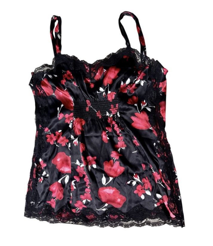 White House Black Market White House Black Market Silk & Lace Camisole Black & Pink Size M / US 6-8 / IT 42-44 - 2 Thumbnail