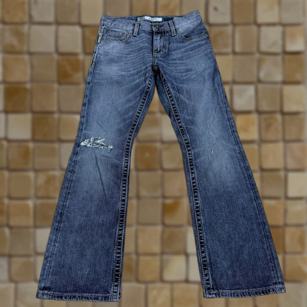 Vintage BKE Womens Jeans Aiden Boot Cut Blue Denim Distressed Low Rise 27S Short Size 27" / US 4 / IT 40 - 1 Thumbnail