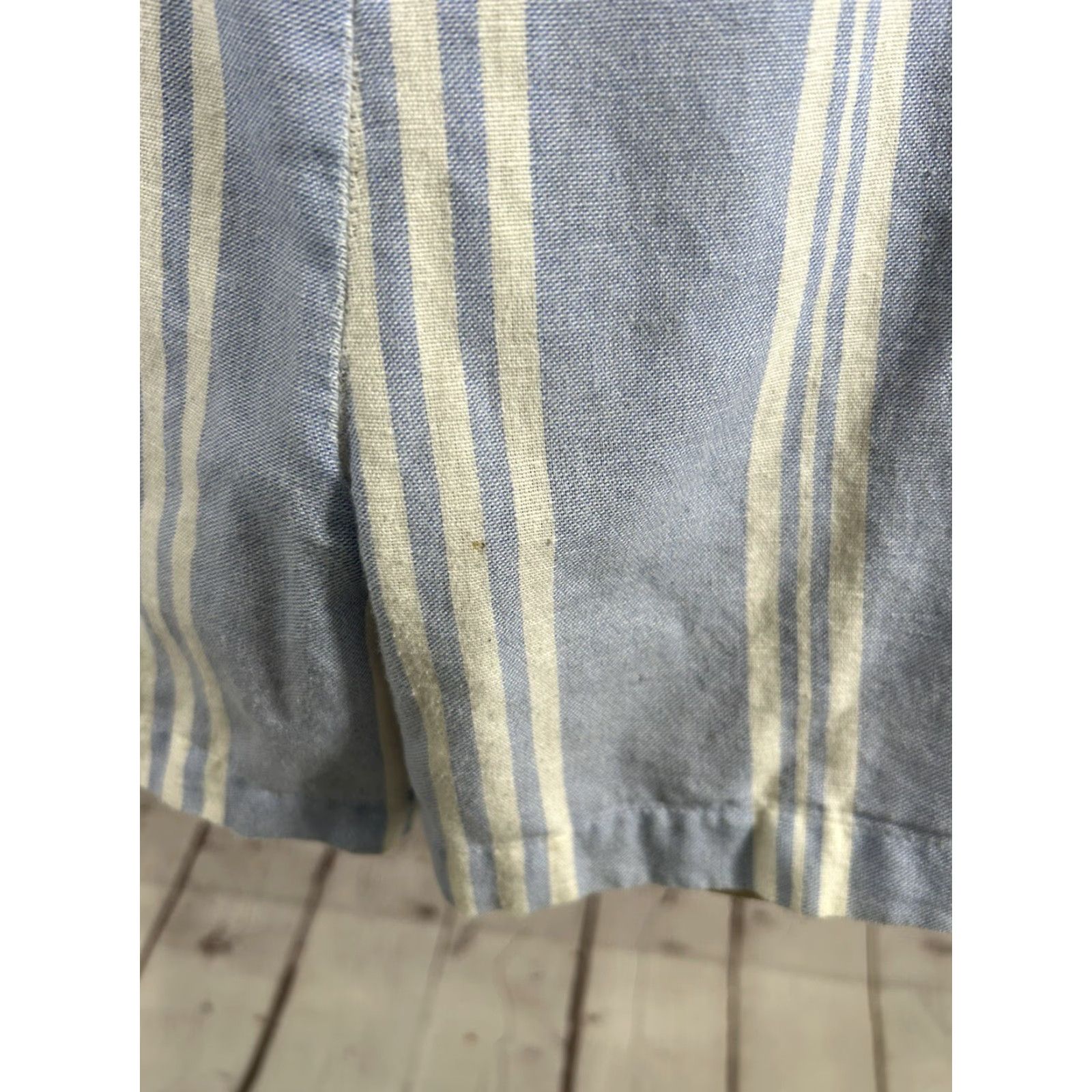 Vintage Japna Romper Linen Blend Striped Button Front Blue White Sleeveless V Neck XS Size 26" / US 2 / IT 38 - 6 Thumbnail