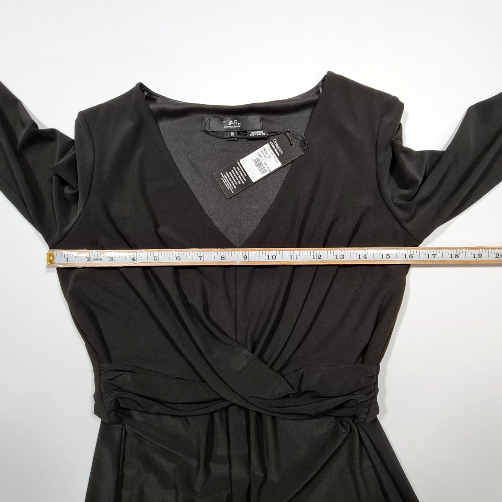 Vintage Star by Julien Macdonald Womens Dress Black 10 UK 3/4 Sleeve Stretch Gown Maxi Size L / US 10 / IT 46 - 4 Thumbnail